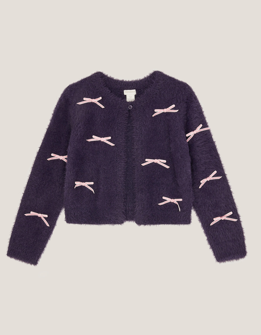 KARDIGAN - NAVY BOW TRIM EYELASH KNI
