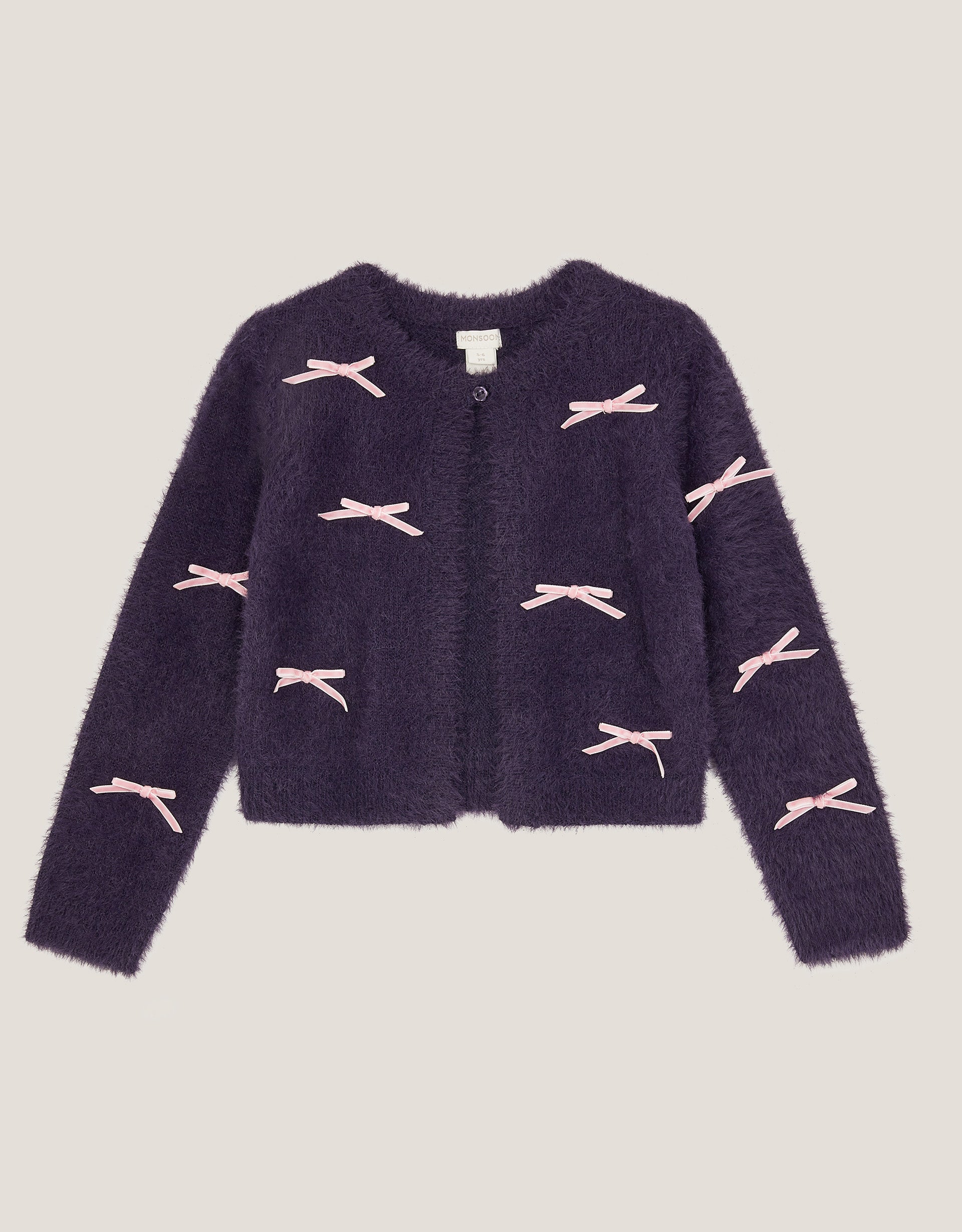 KARDIGAN - NAVY BOW TRIM EYELASH KNI