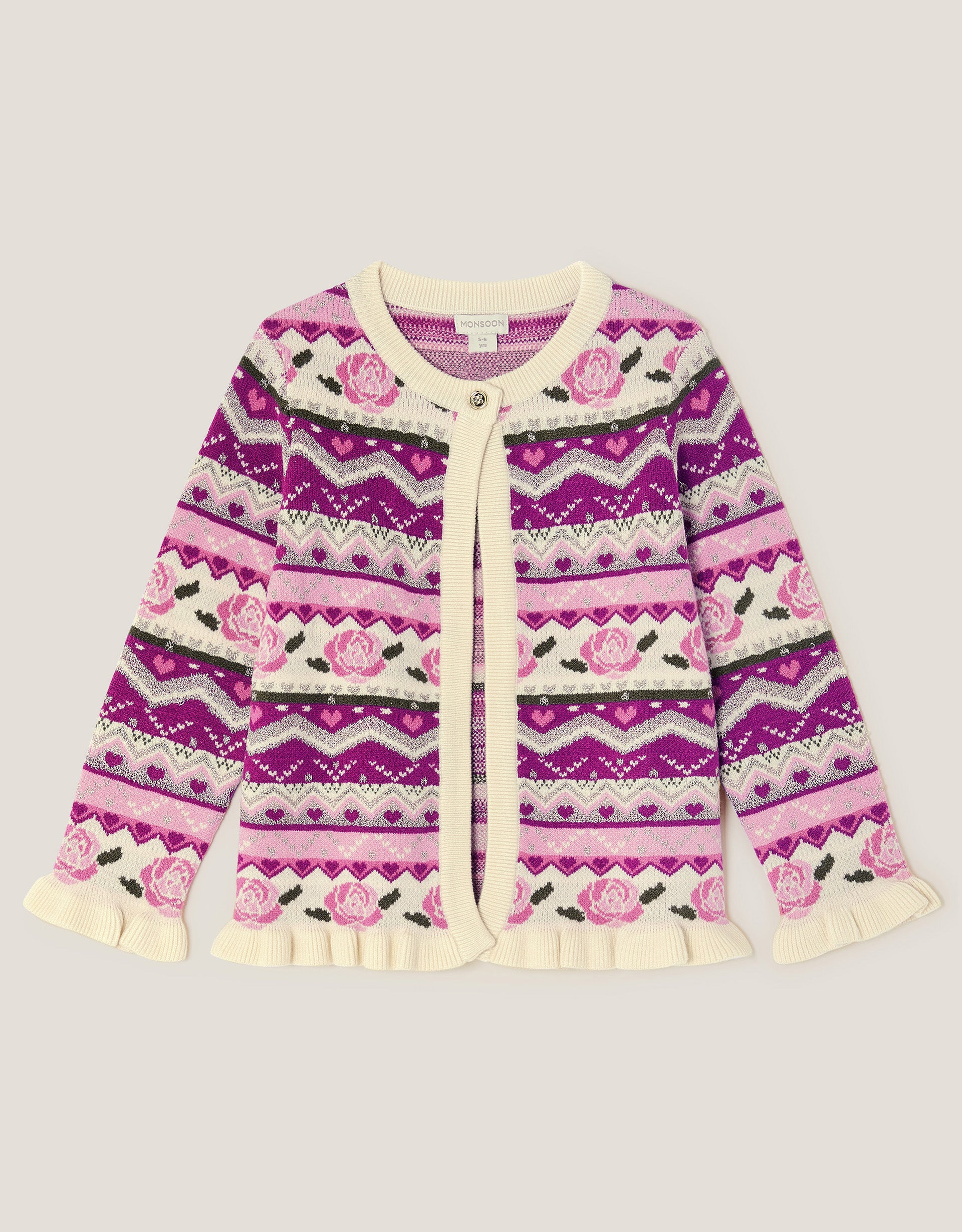 KARDIGAN - ROSE ALL OVER EDGE KNITTE