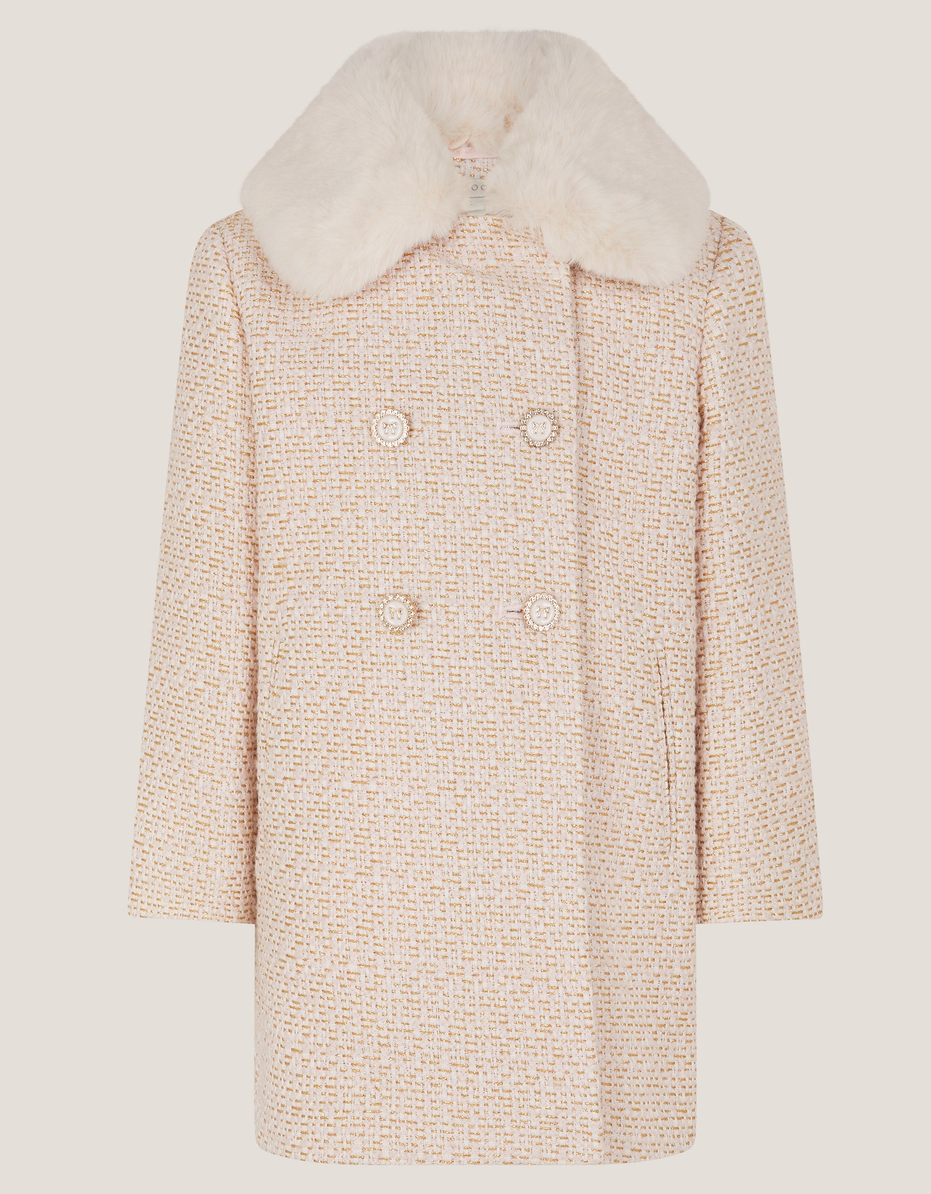 KAPUT - TWEED COAT FUR COLLAR