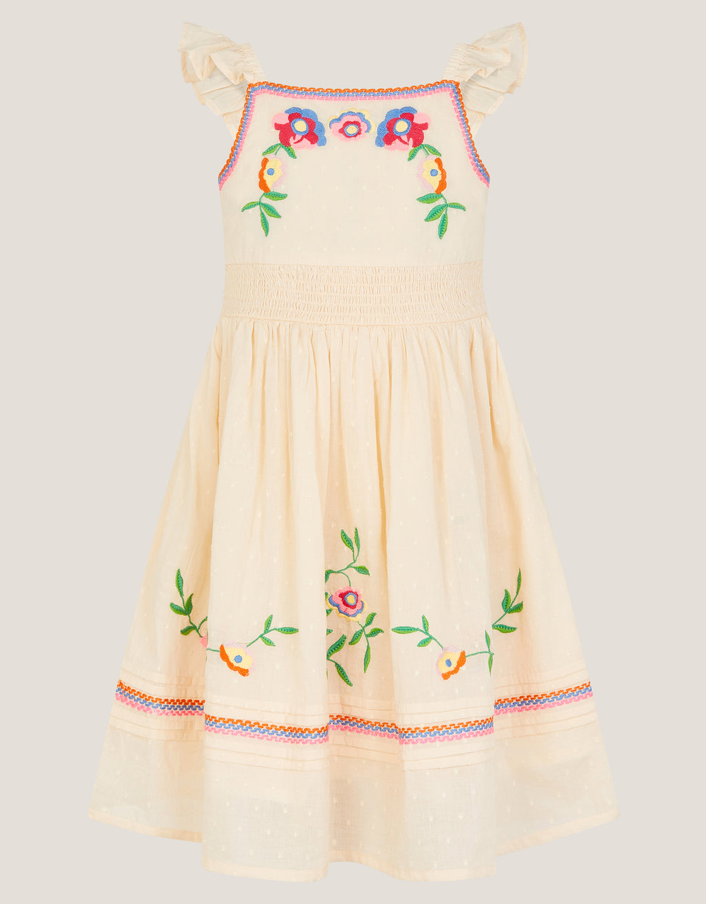 HALJINA - FLORAL EMB SUN DRESS