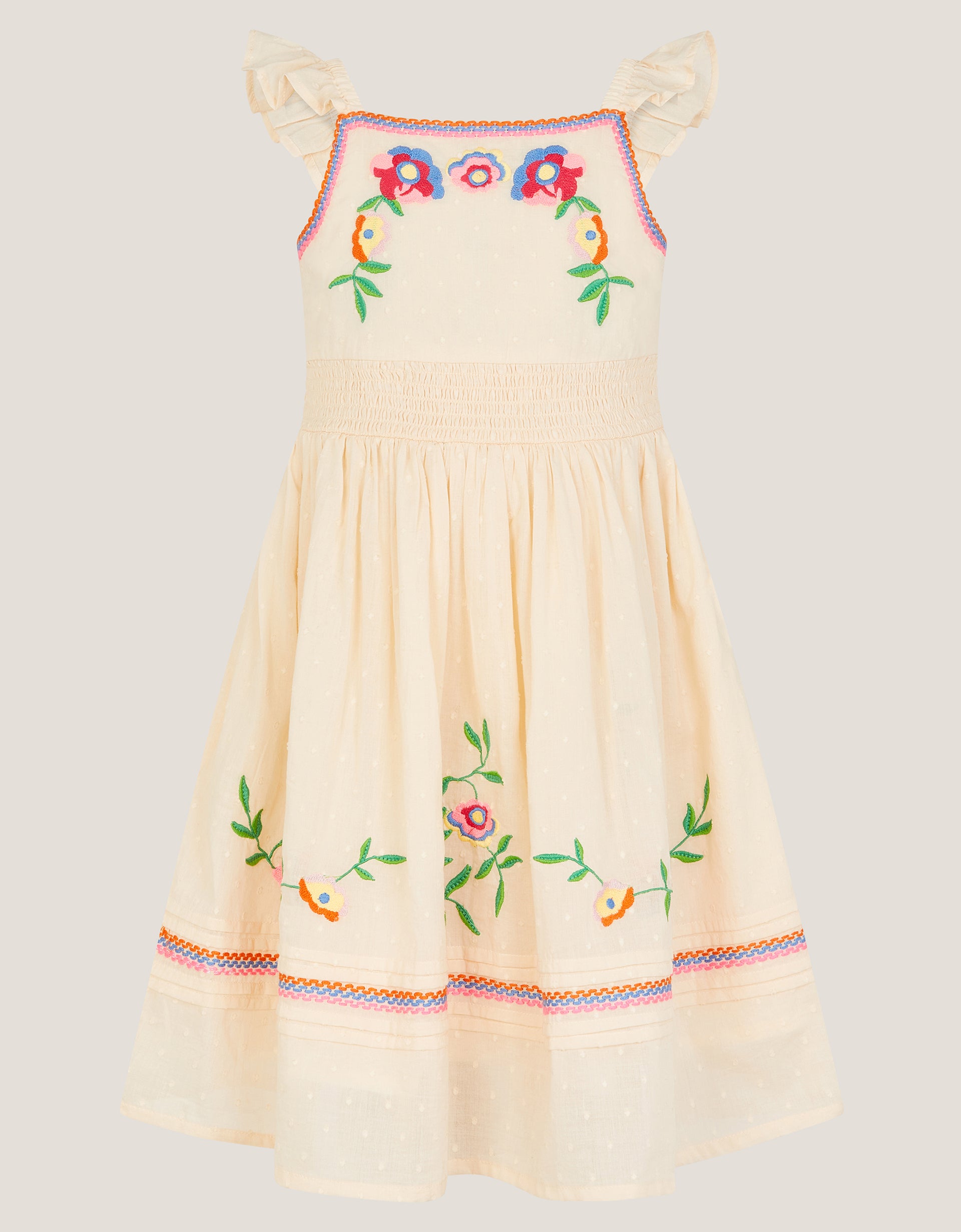 HALJINA - FLORAL EMB SUN DRESS