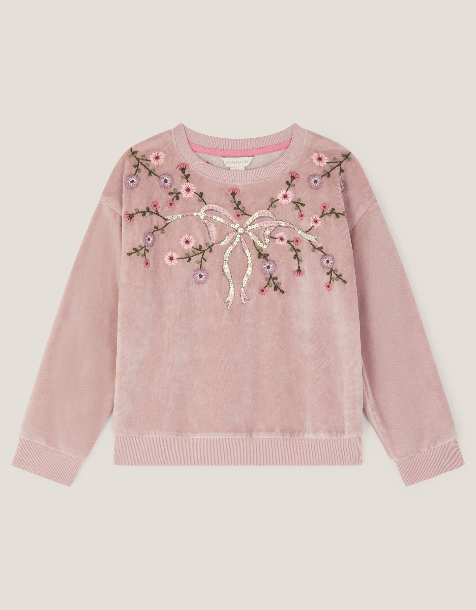 DUKS - VELOUR EMB BOW SWEAT TOP