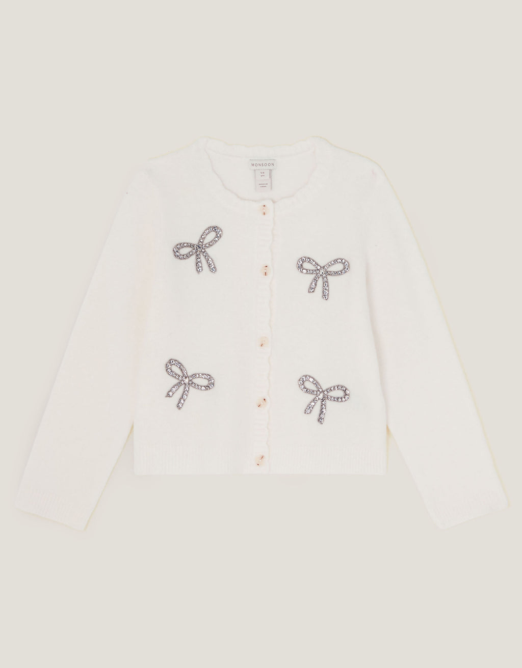 KARDIGAN - IVORY HOTFIX BOW CARDIGAN