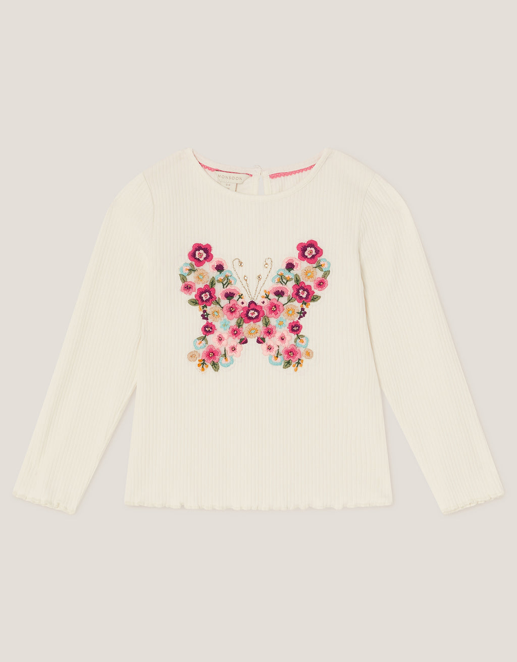 MAJICA - BUTTERFLY EMB RIBBED TOP