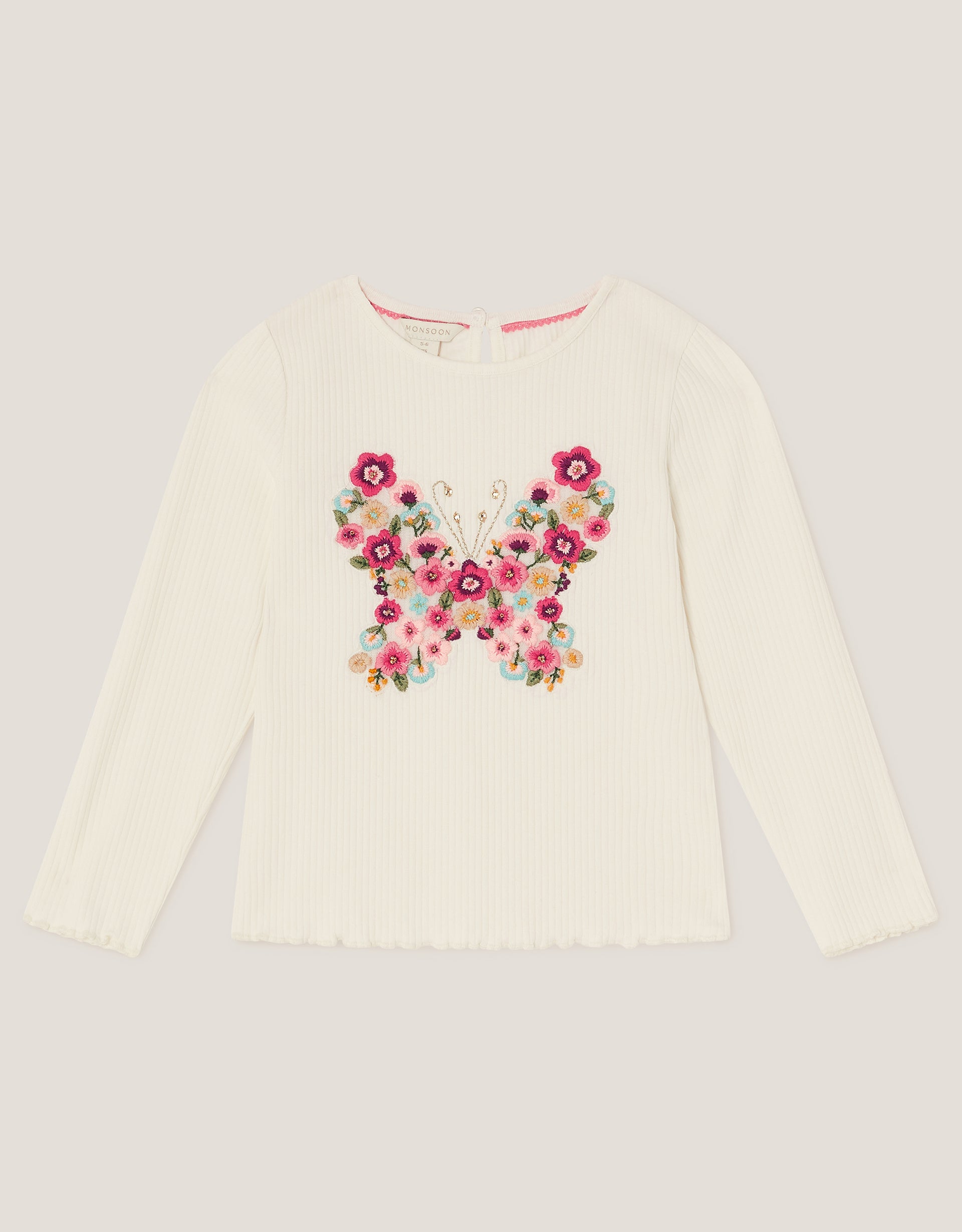 MAJICA - BUTTERFLY EMB RIBBED TOP