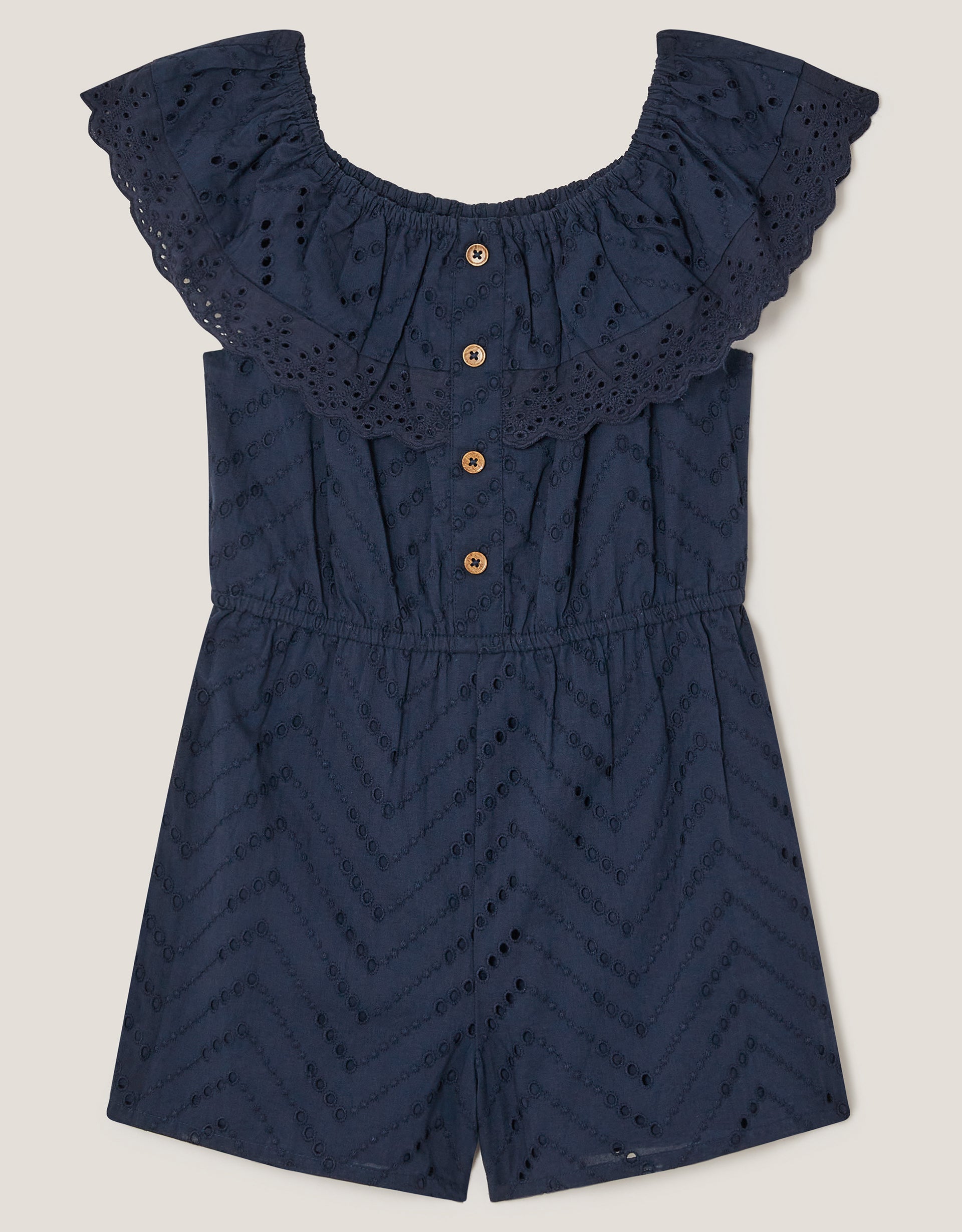 KOMBINEZON - NAVY BRODERIE PLAYSUIT