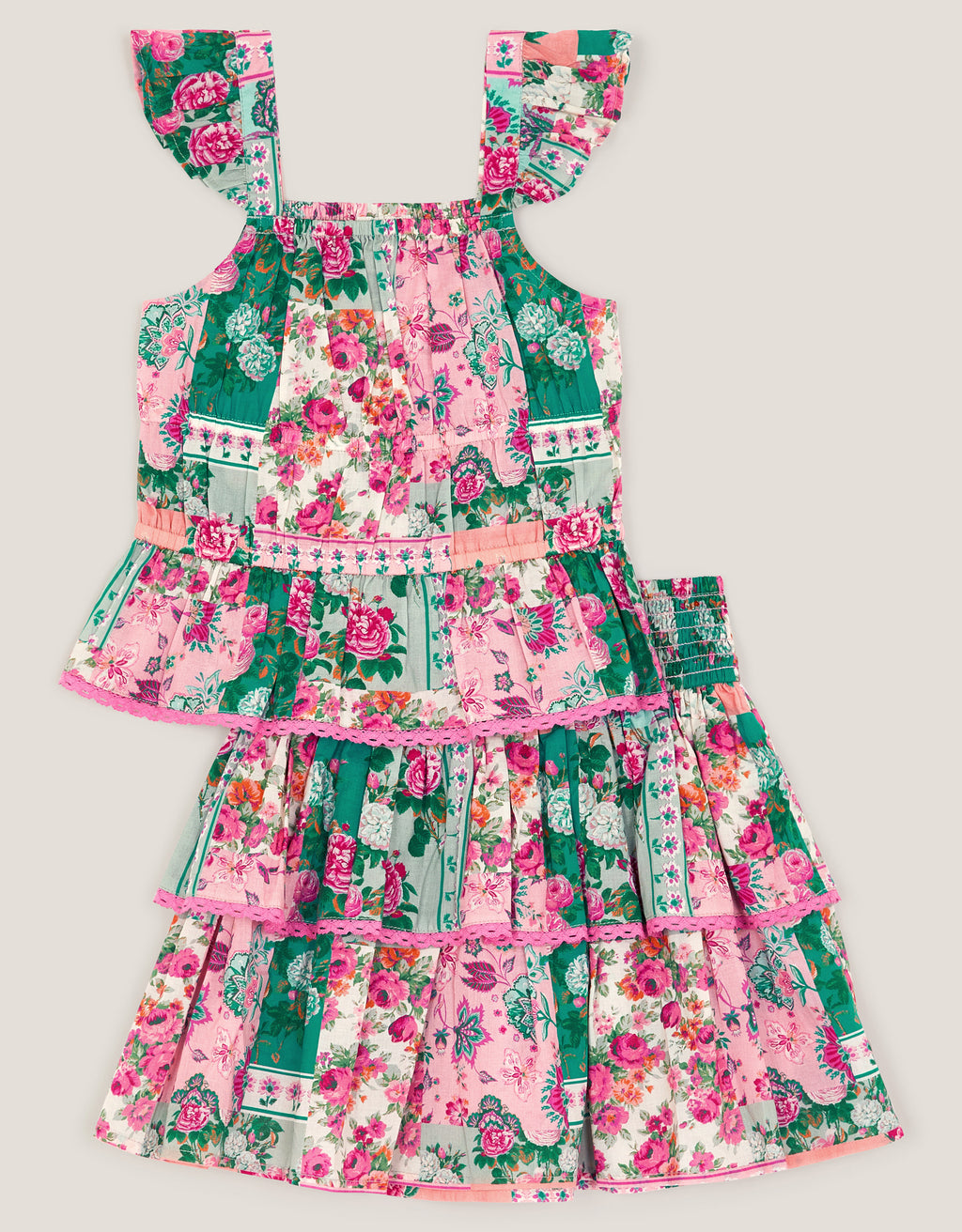 SET - PATCHWORK FLORAL SKRT SET