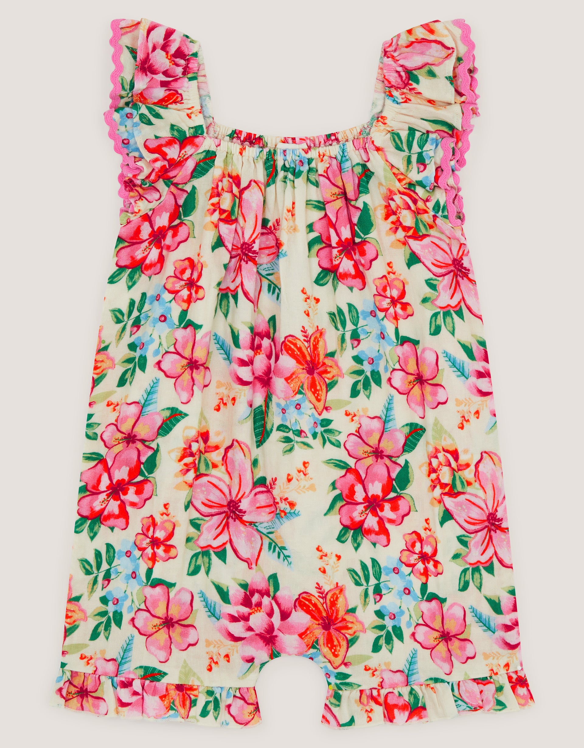 KOMBINEZON - BABY WHITE FLORAL ROMPER