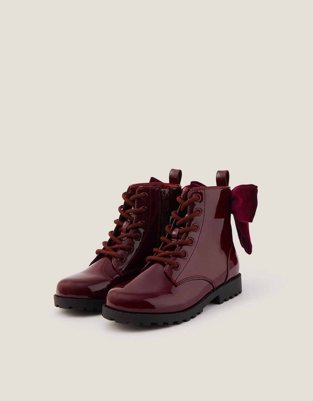 CIZME - BURGANDY VELVET BOW BOOT