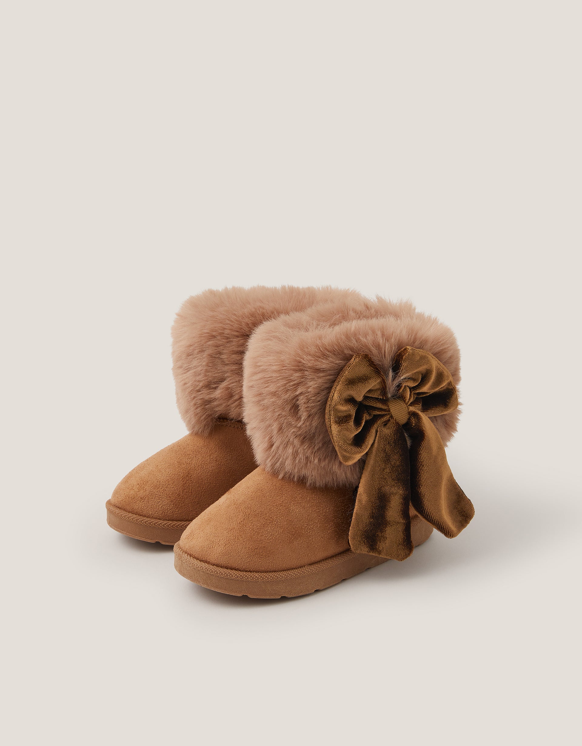 CIZME - TAN BABY FLUFFY BOW BOOT