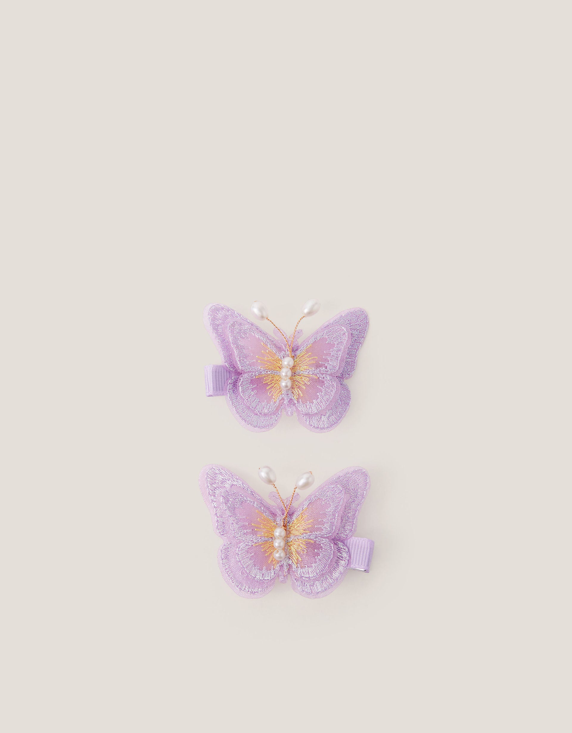 SET ŠNALA - 2PK PEARL EMB BFLY CLIPS