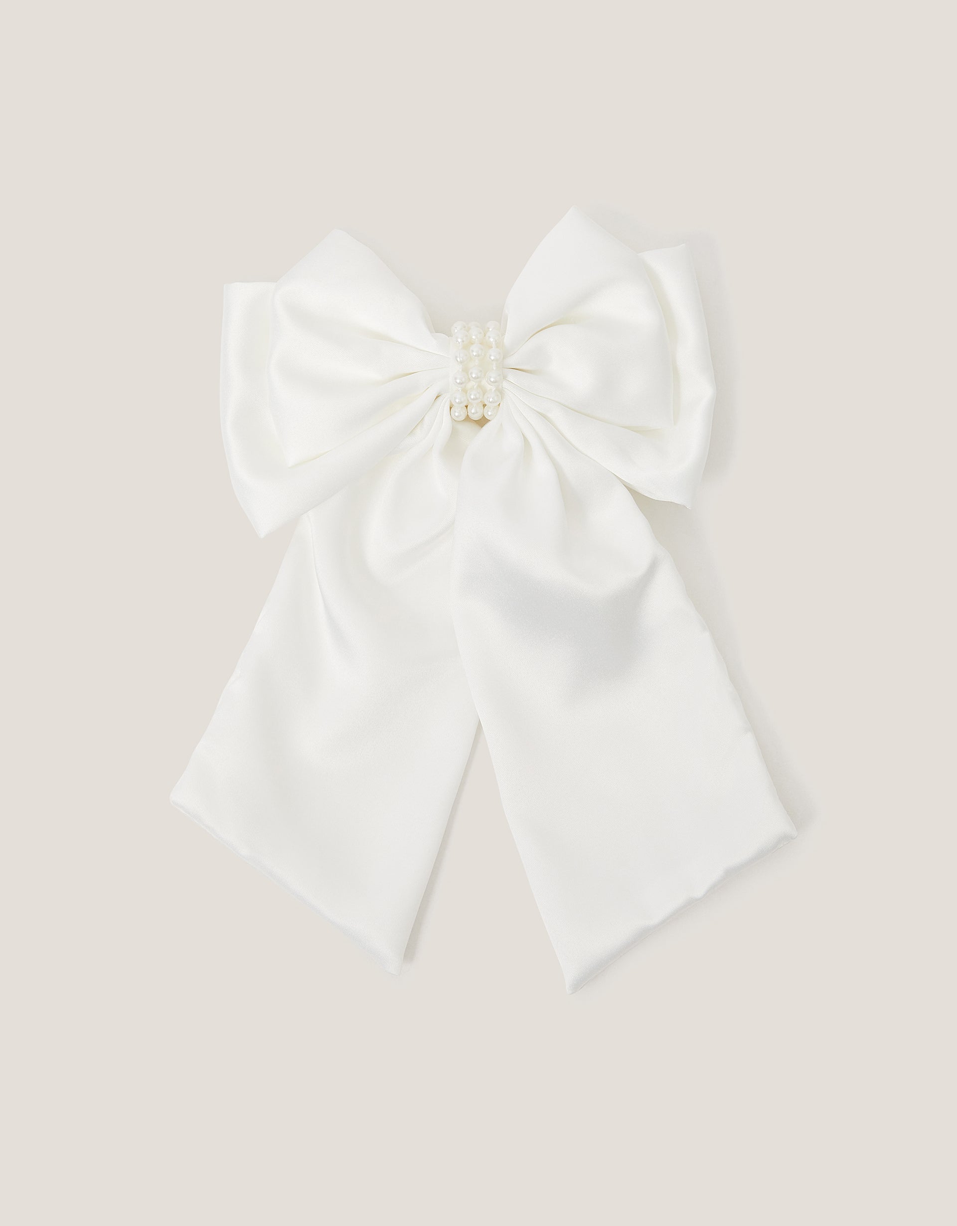 MAŠNA ZA KOSU - PEARL SATIN LONG BOW CLIP