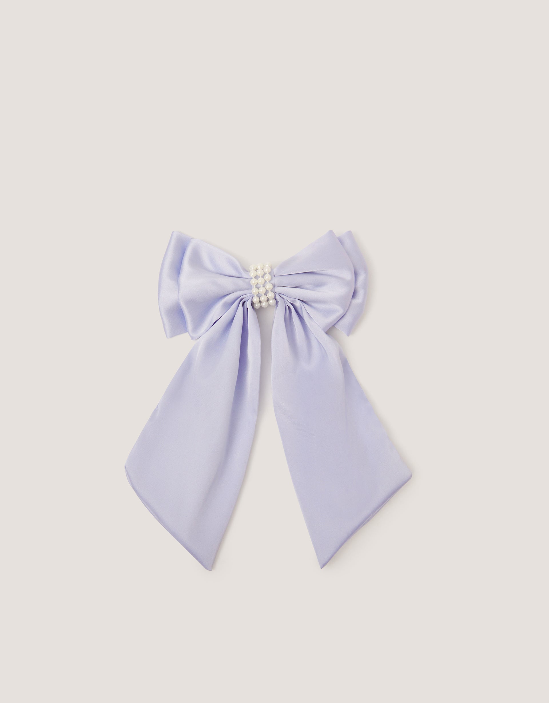 MAŠNA ZA KOSU - PEARL SATIN LONG BOW CLIP