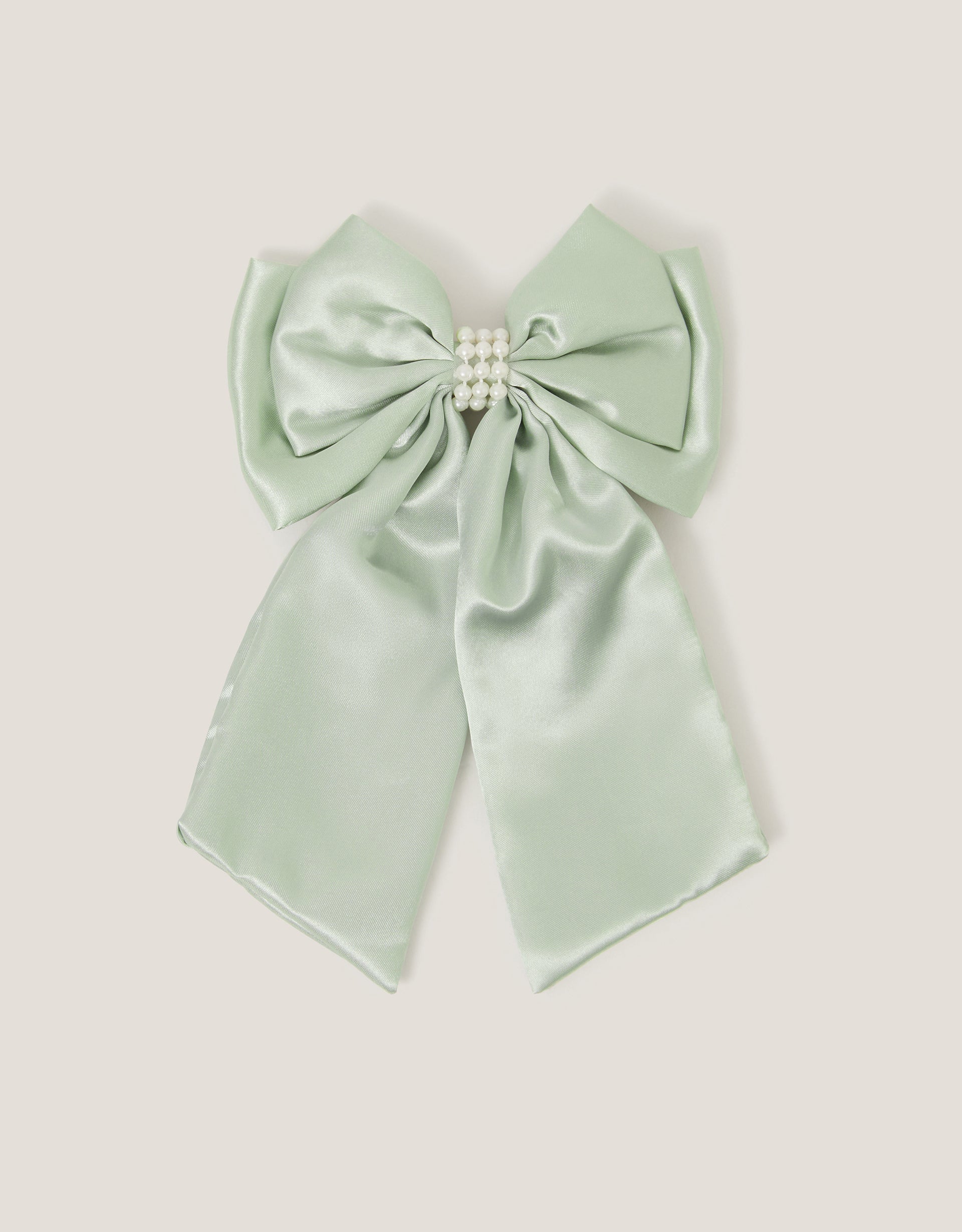 MAŠNA ZA KOSU - PEARL SATIN LONG BOW CLIP