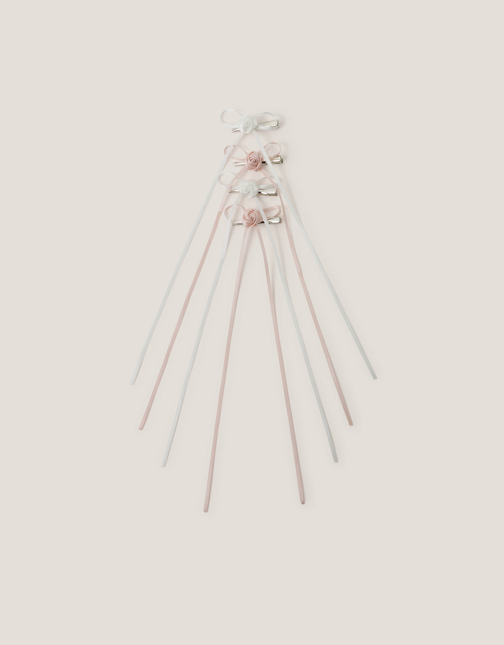 SET ŠNALA ZA KOSU - 4PK SKINNY BOW ROSE CLIPS