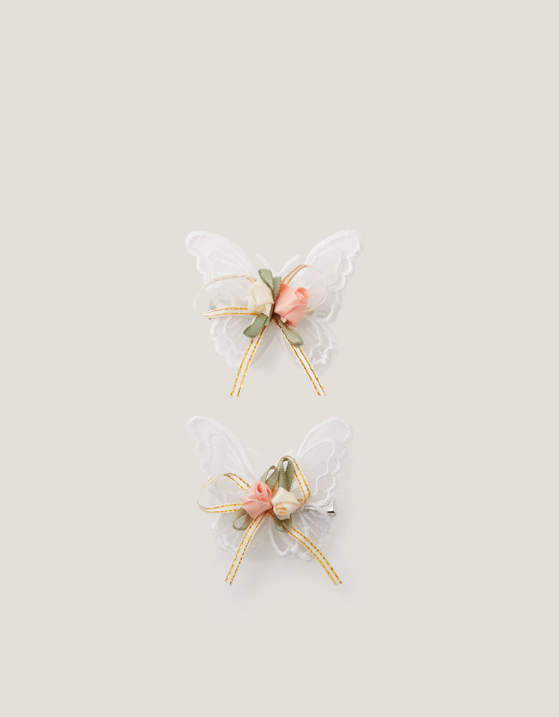 SET ŠNALA ZA KOSU - 2PK SATIN ROSE BFLY CLIPS