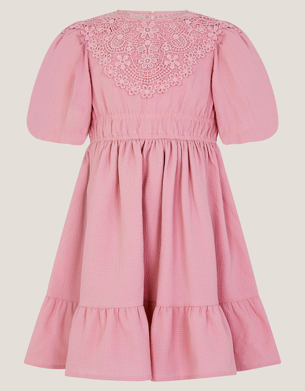 HALJINA - PINK CROCHET YOKE DRESS