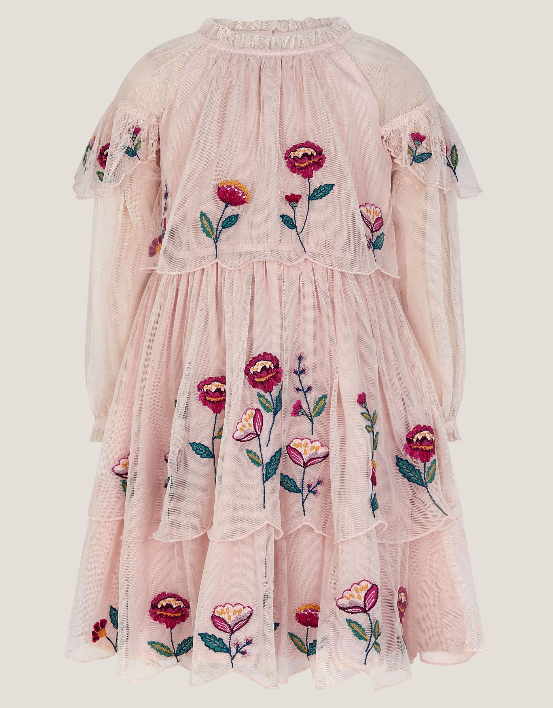 HALJINA - LS MESH SCALLOP EMB DRESS