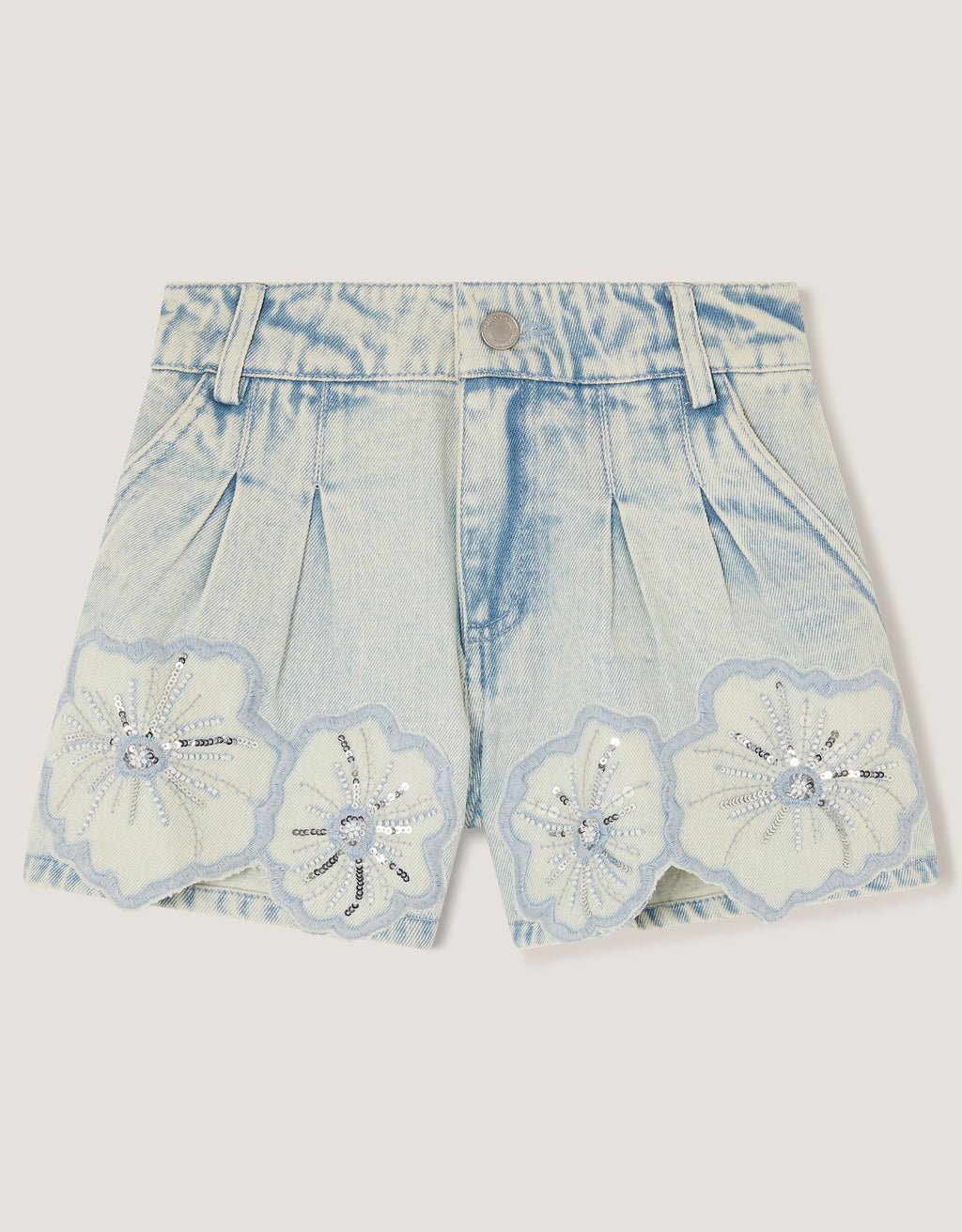 ŠORTS - FLOWER SEQUIN DENIM SHORT
