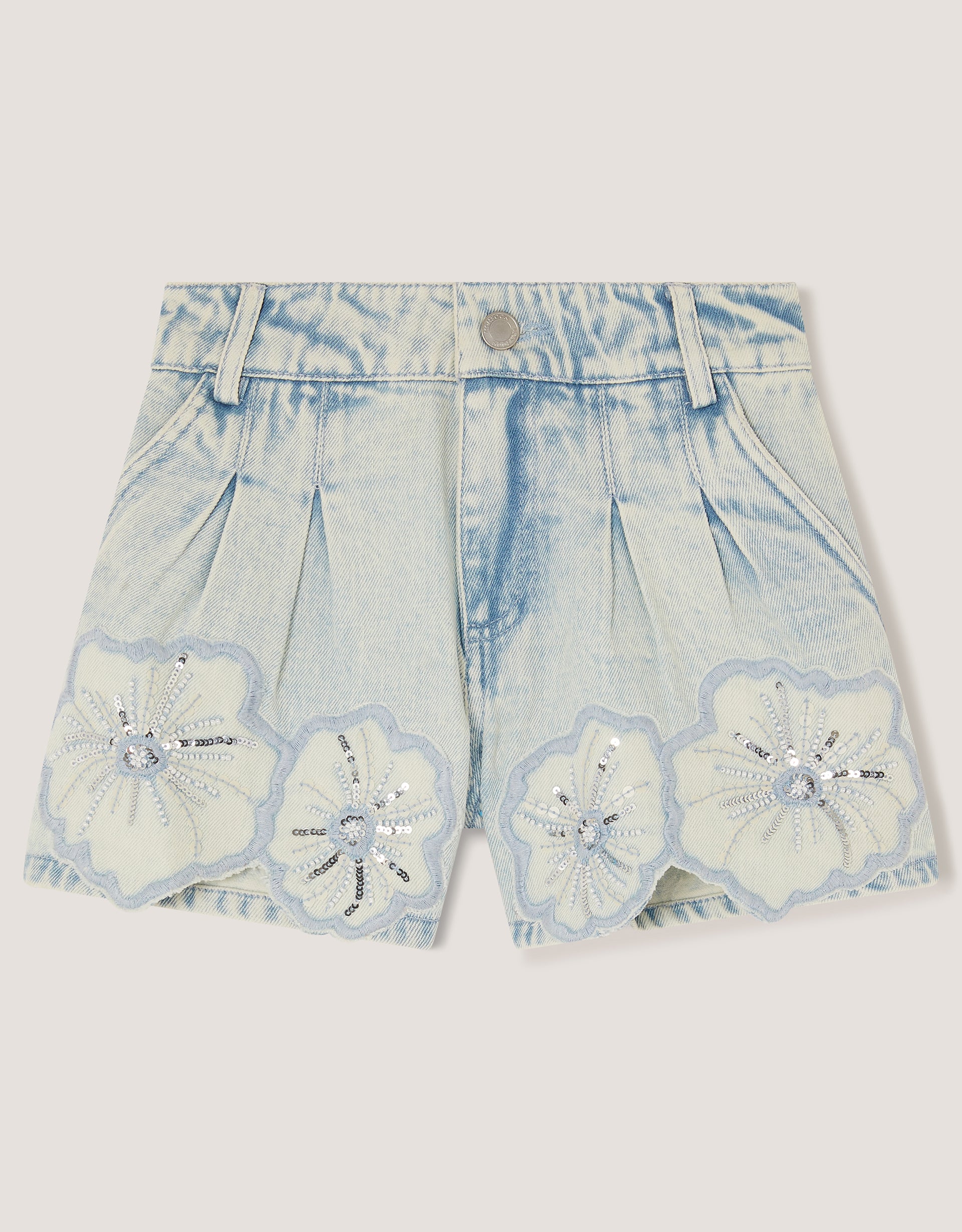 ŠORTS - FLOWER SEQUIN DENIM SHORT