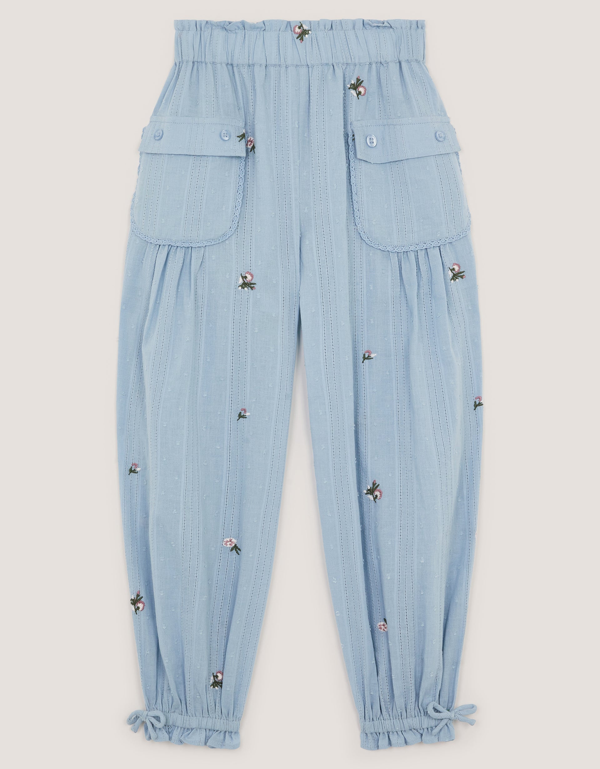 PANTALONE - ROSE BLUE DOBBY TROUSERS