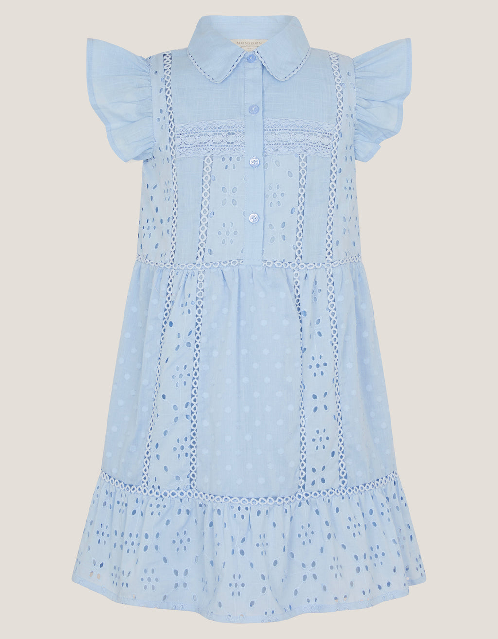 HALJINA - BLUE BROIDER BUTTON DRESS