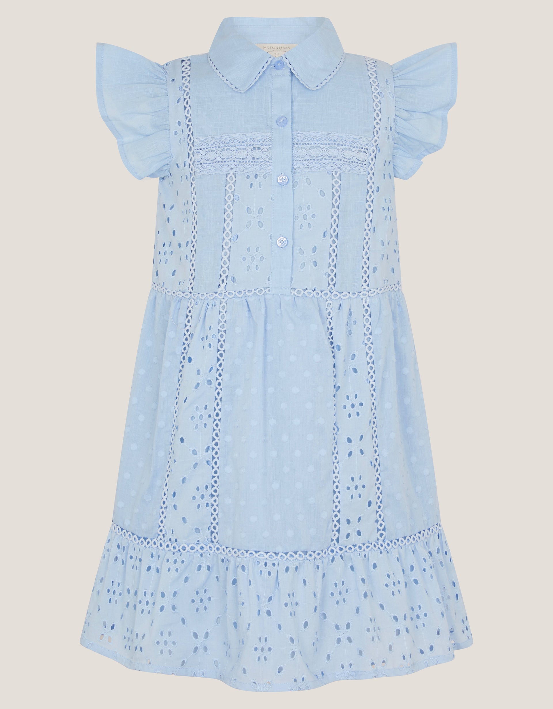 HALJINA - BLUE BROIDER BUTTON DRESS