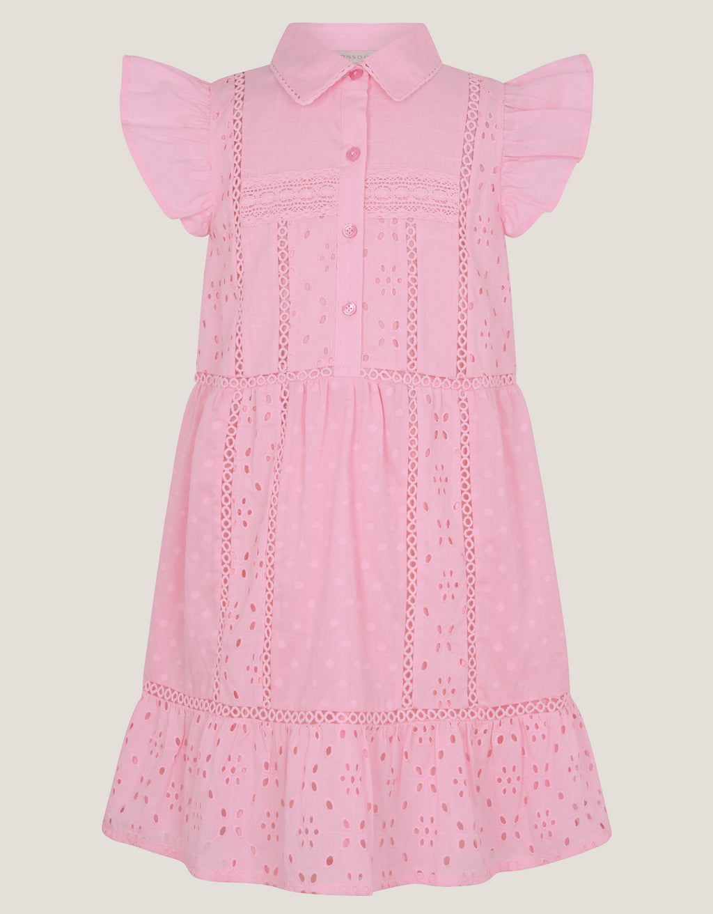 HALJINA - PINK BROIDER BUTTON DRESS