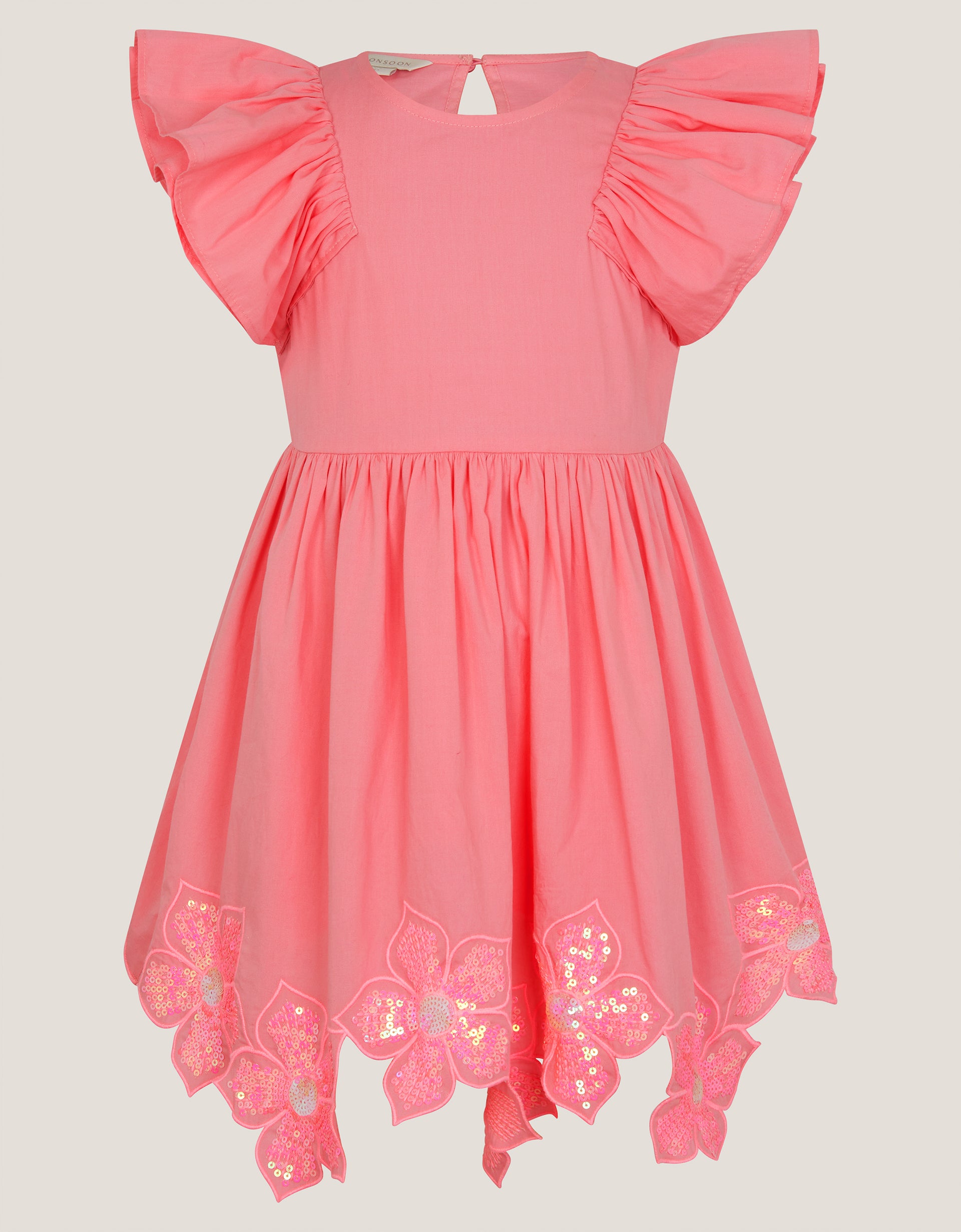 HALJINA - PINK SEQUIN FLR CUT DRESS