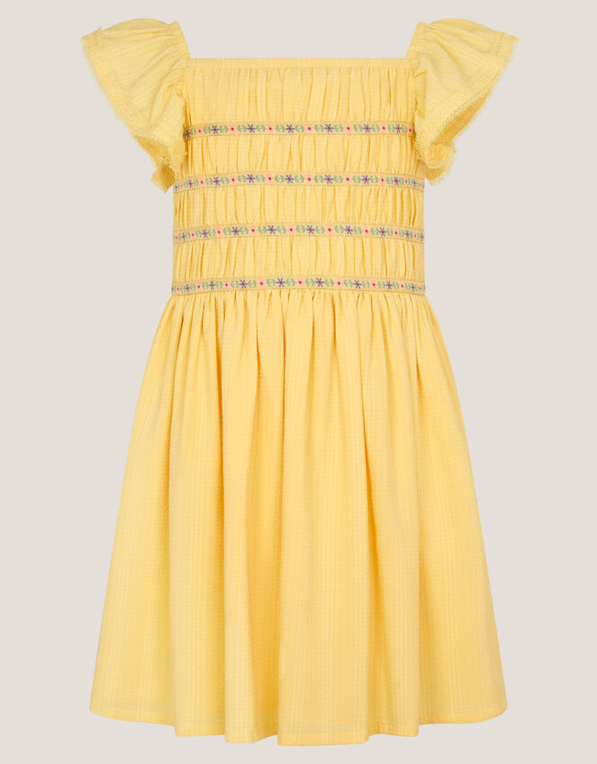 HALJINA - YLLW TEXT SHIRR EPP DRESS
