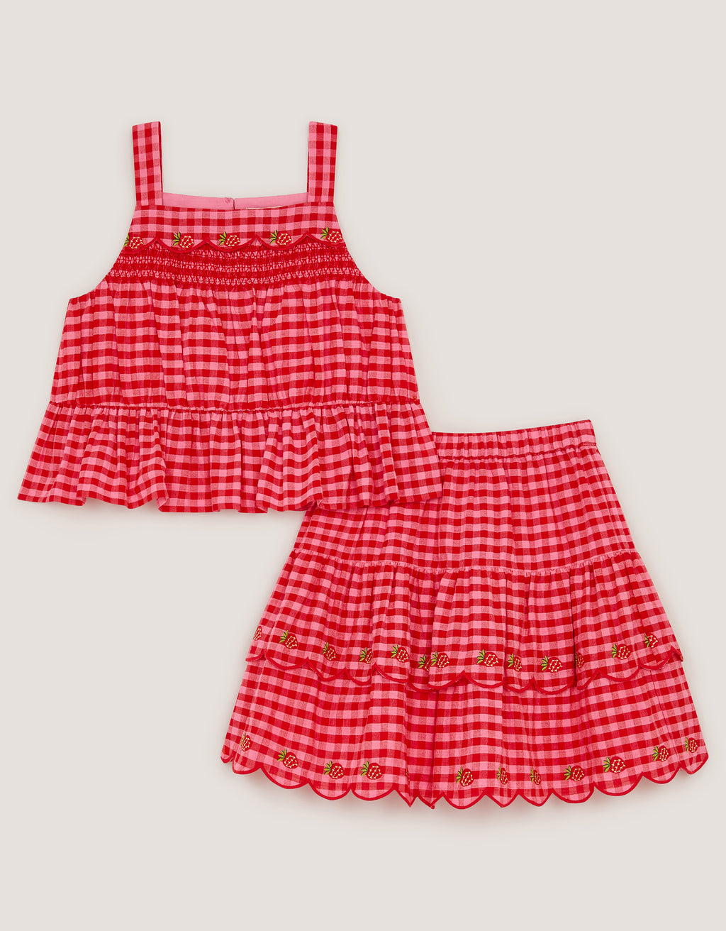 SET - STRWBRRY GINGH TOP/SKIRT