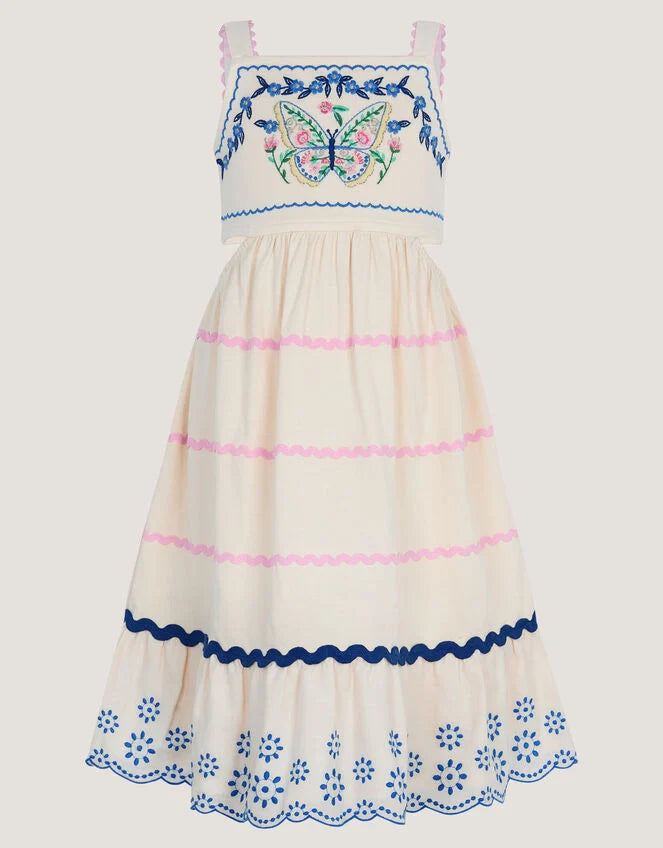 HALJINA - BFFLY EMB RIC RAC DRESS