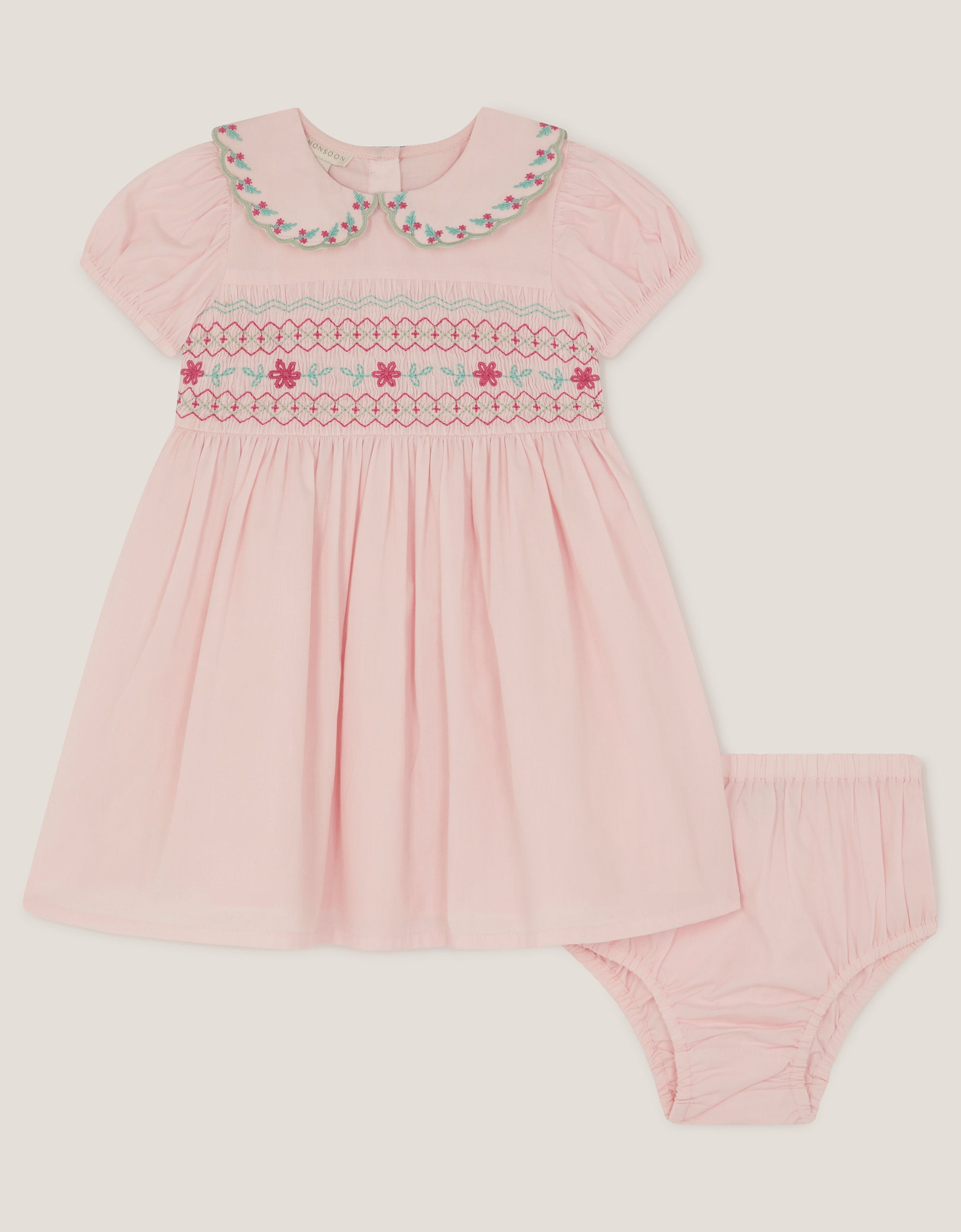 HALJINA - BBY PINK SMOCK DRESS/KNIC