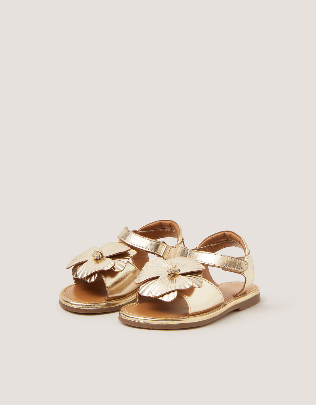 SANDALE - BABY GOLD LTHR FLWR SANDL