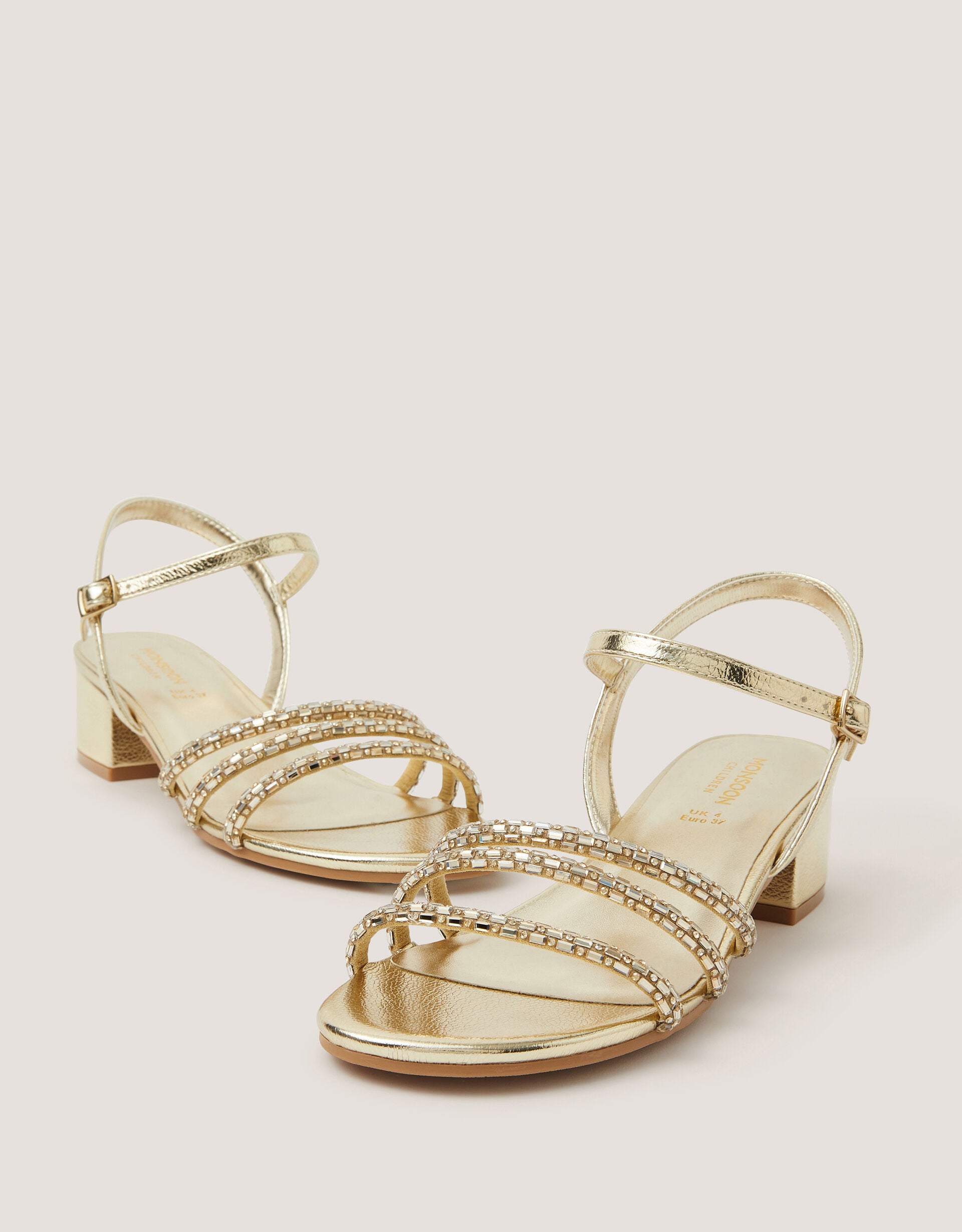 SANDALE - PLE GLD STRAP DAZZLE HEEL
