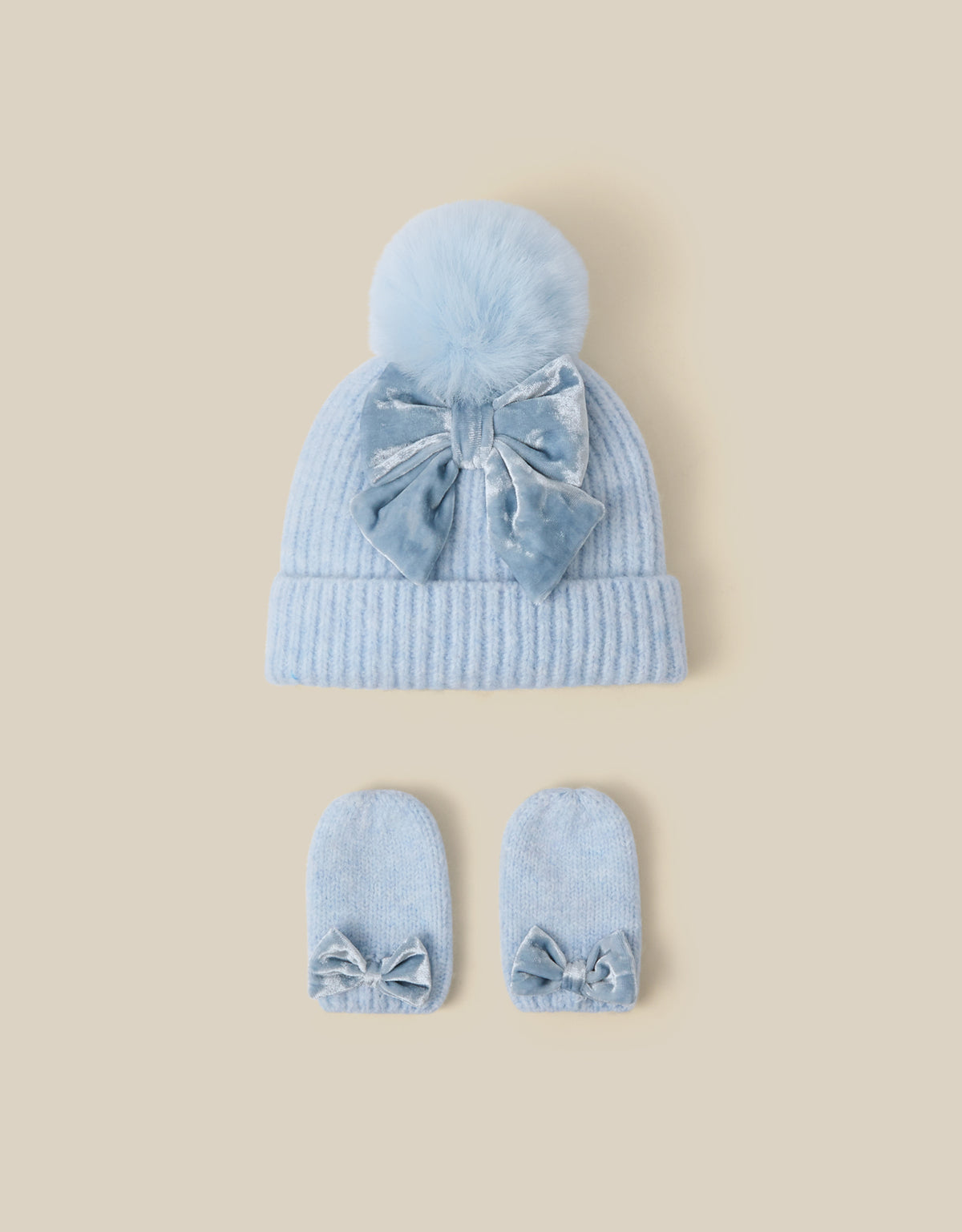 SET KAPA I RUKAVICE - BBY BLUE BOW HAT & GLOVE