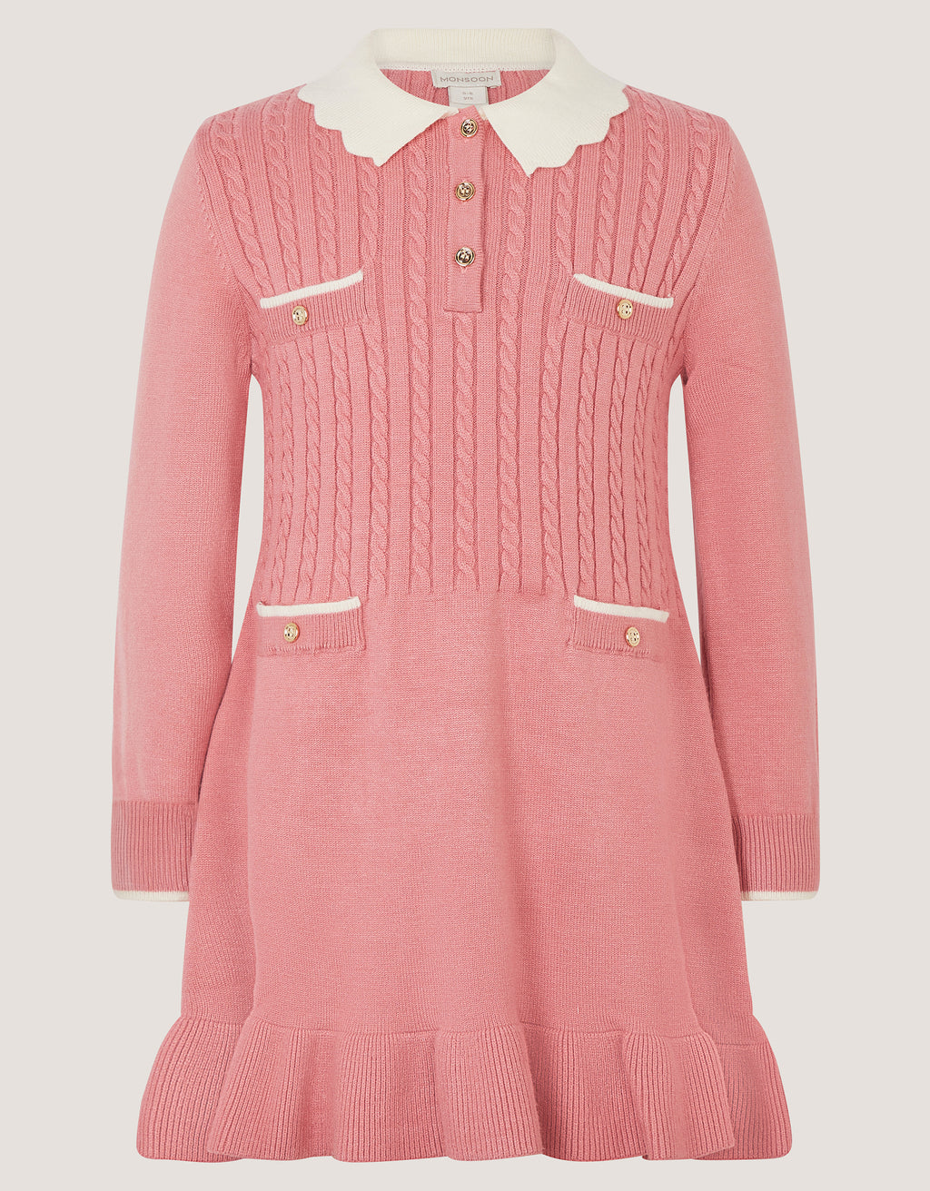 HALJINA - PINK CABLE KNITTED DRESS