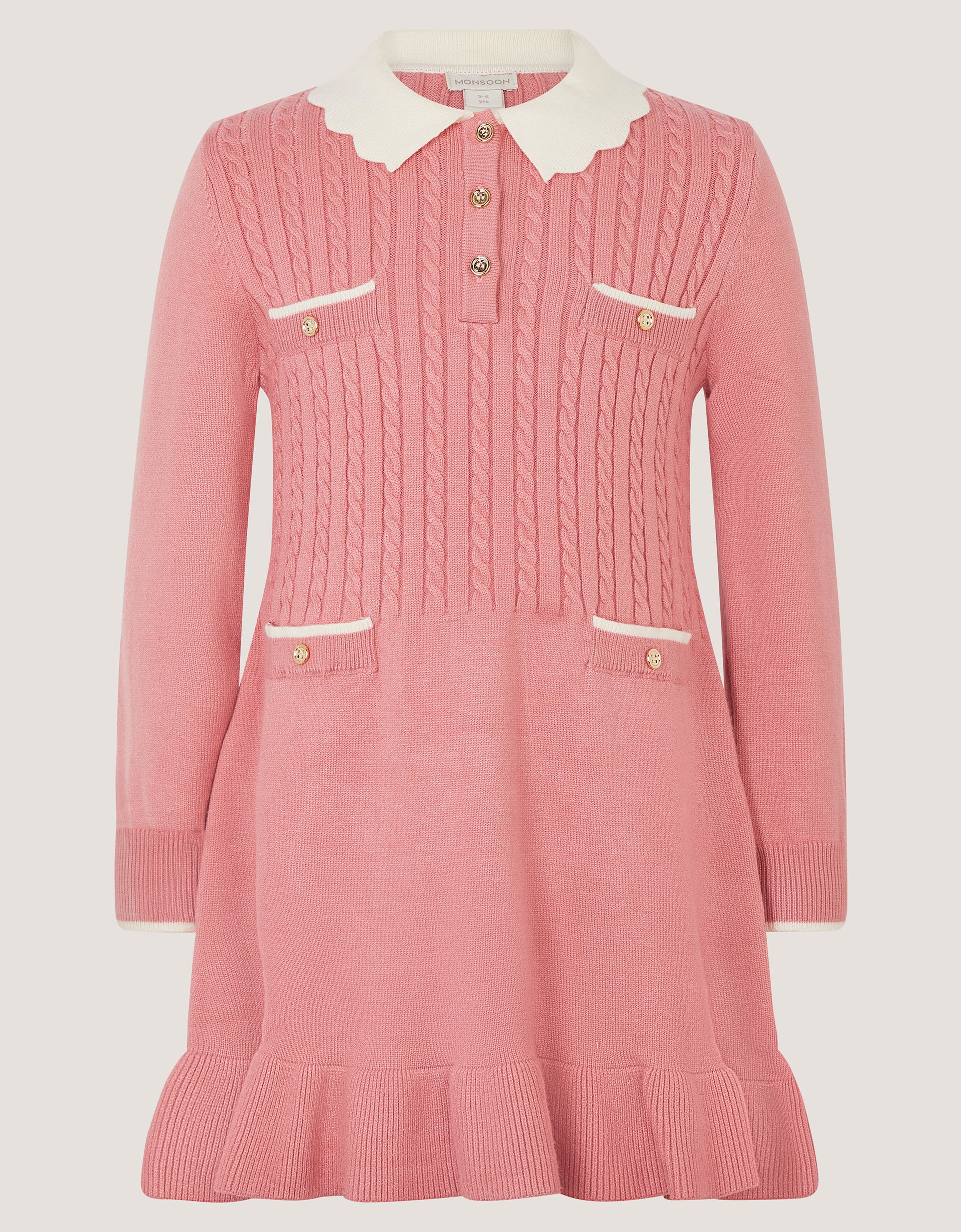 HALJINA - PINK CABLE KNITTED DRESS