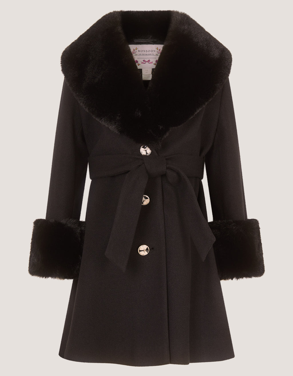 KAPUT - SMART BLACK SHAWL BELTED