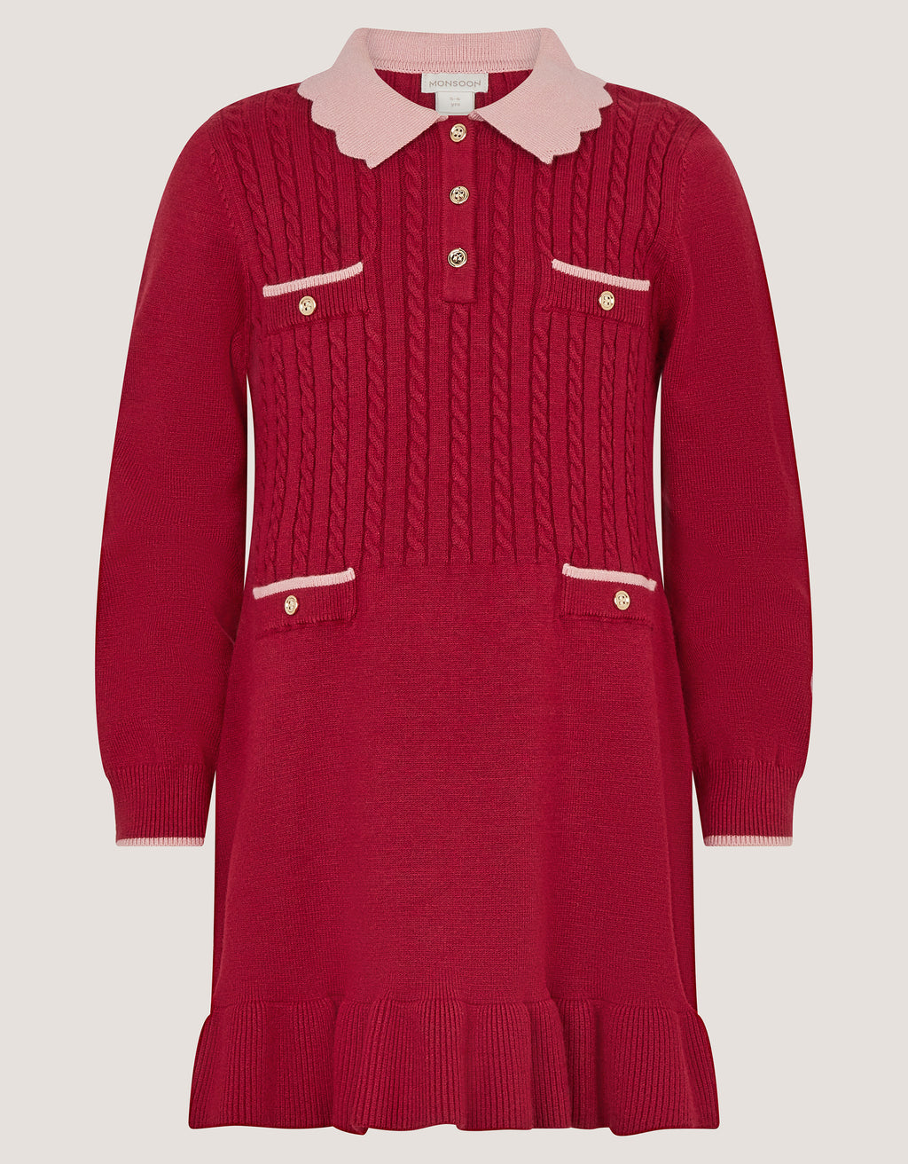 HALJINA - BERRY CABLE KNITTED DRESS