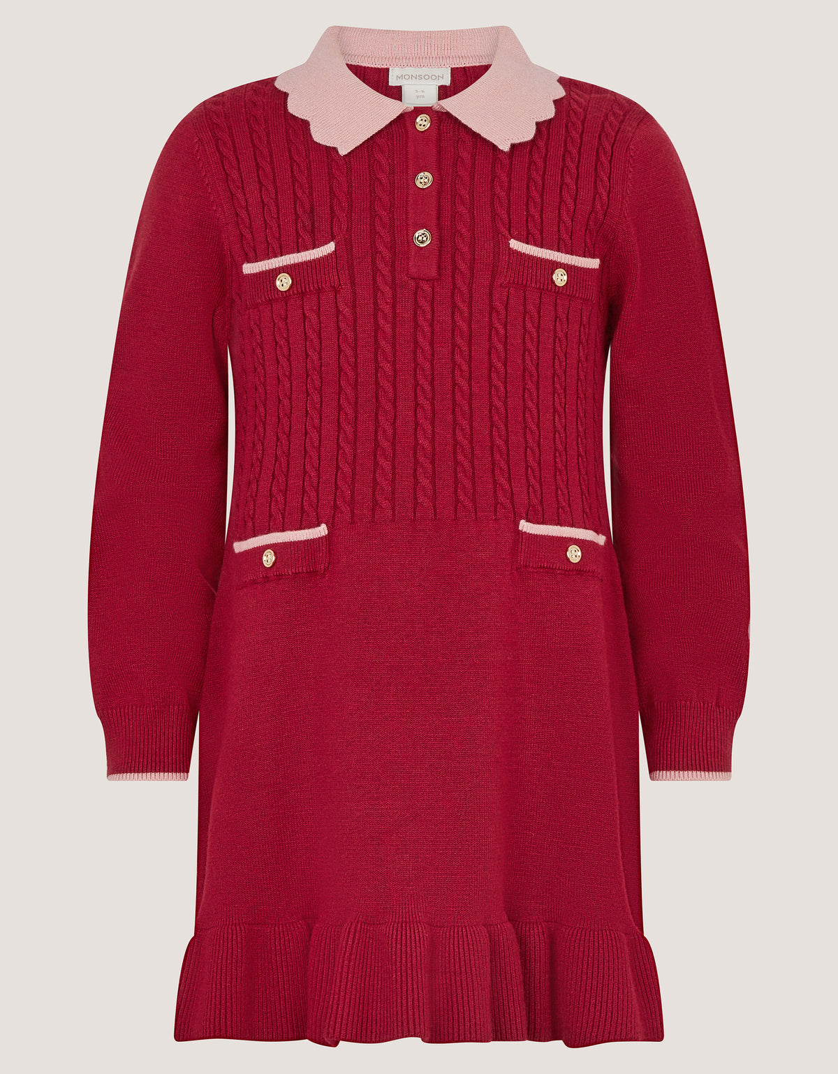 HALJINA - BERRY CABLE KNITTED DRESS