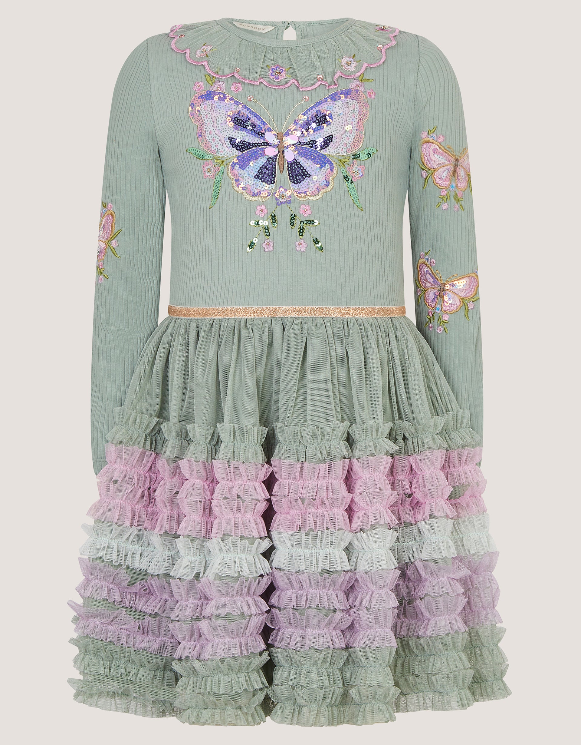 HALJINA - BUTRFLY SEQN RUFFLE DRESS