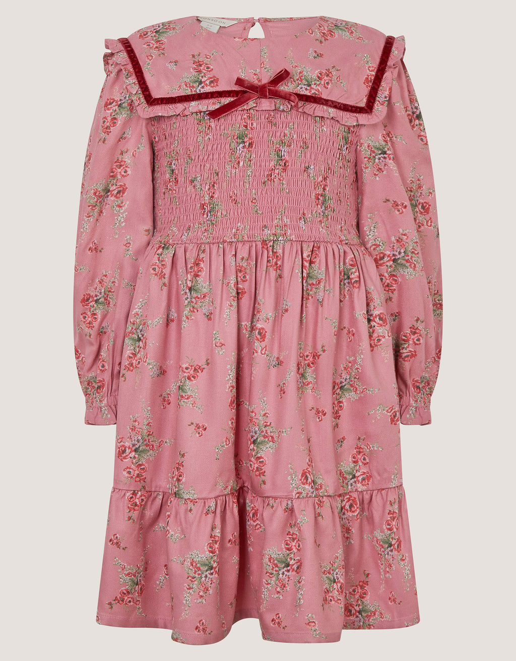 HALJINA - PNK DITSY COLARED LS DRES