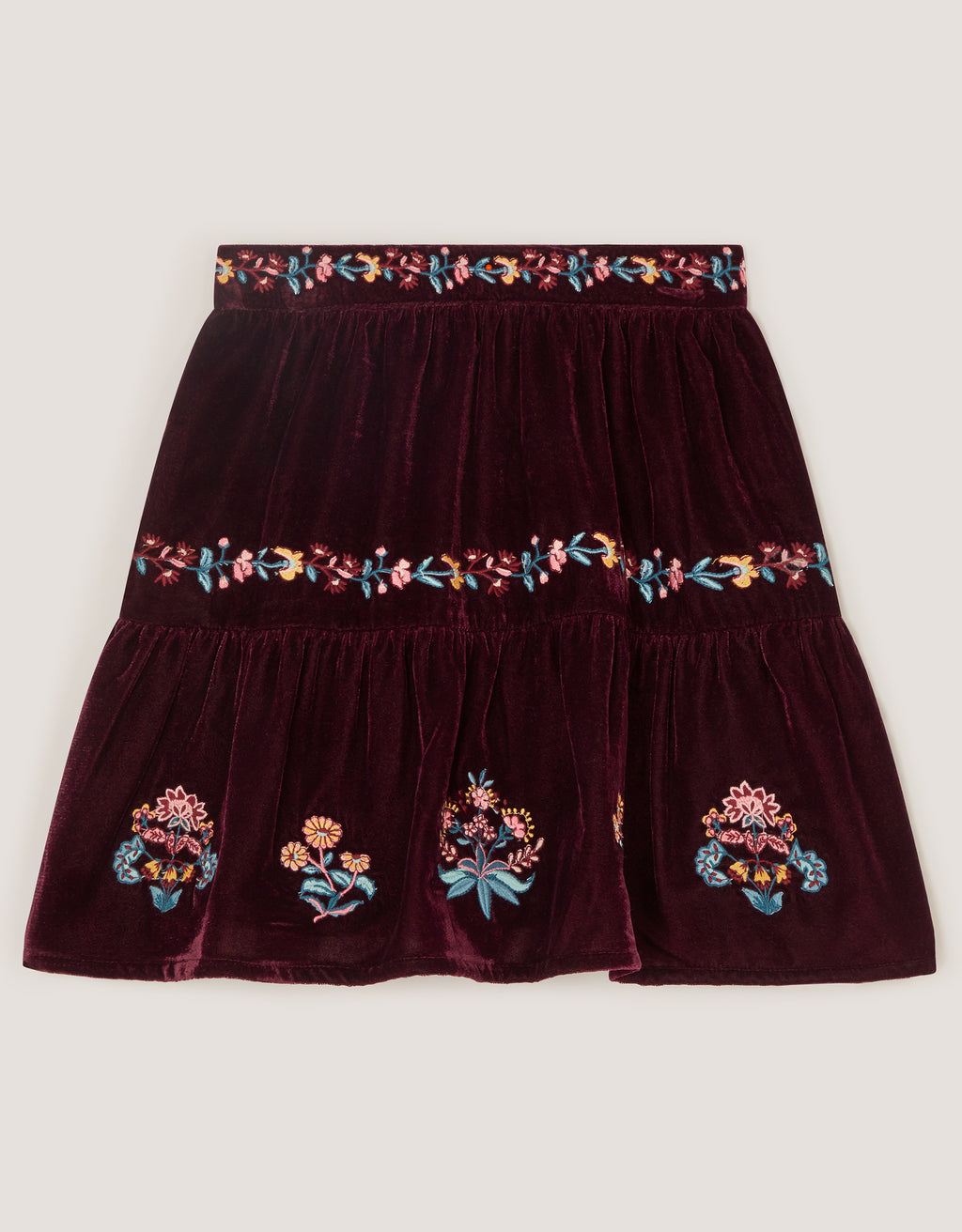 SUKNJA - VELOUR FLORAL EMB SKIRT