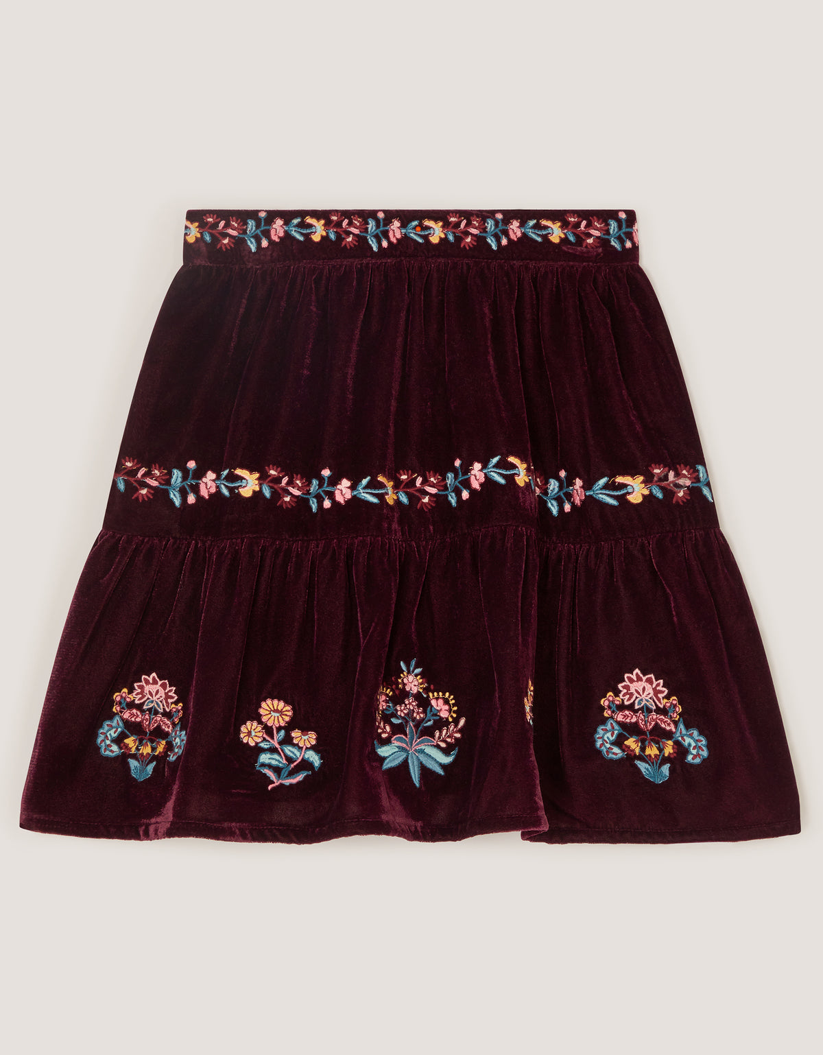 SUKNJA - VELOUR FLORAL EMB SKIRT