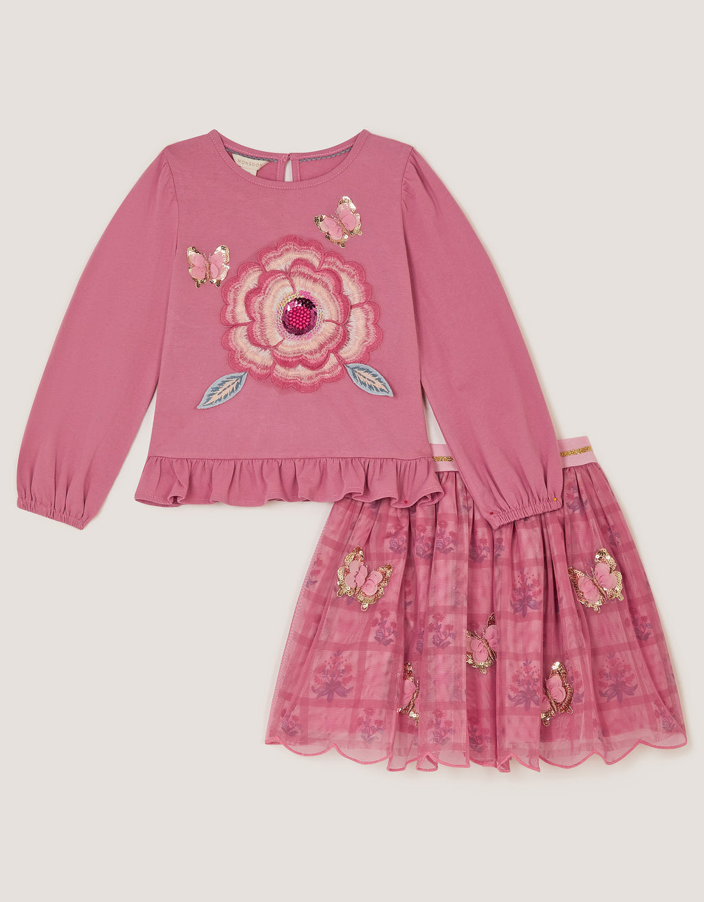 SET - LS FLWR TSHRT & DSCO SKRT