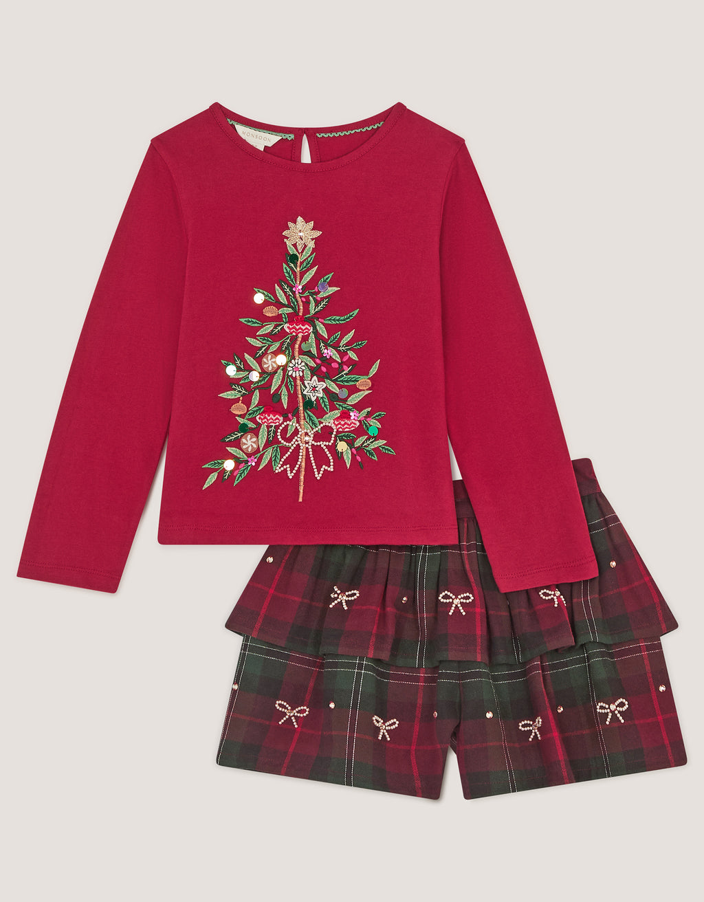 SET - XMAS LS TREE TOP & SKORT