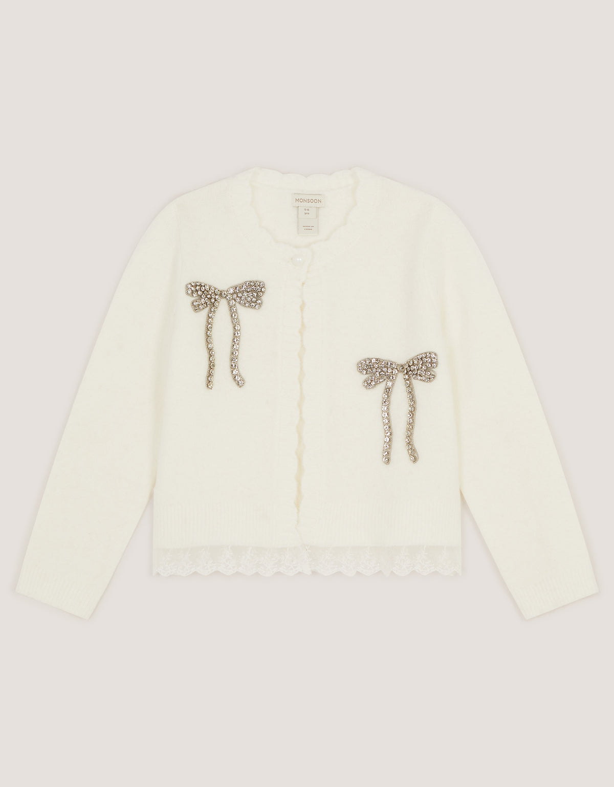 KARDIGAN - IVORY HOTFIX BOW CARDIGAN