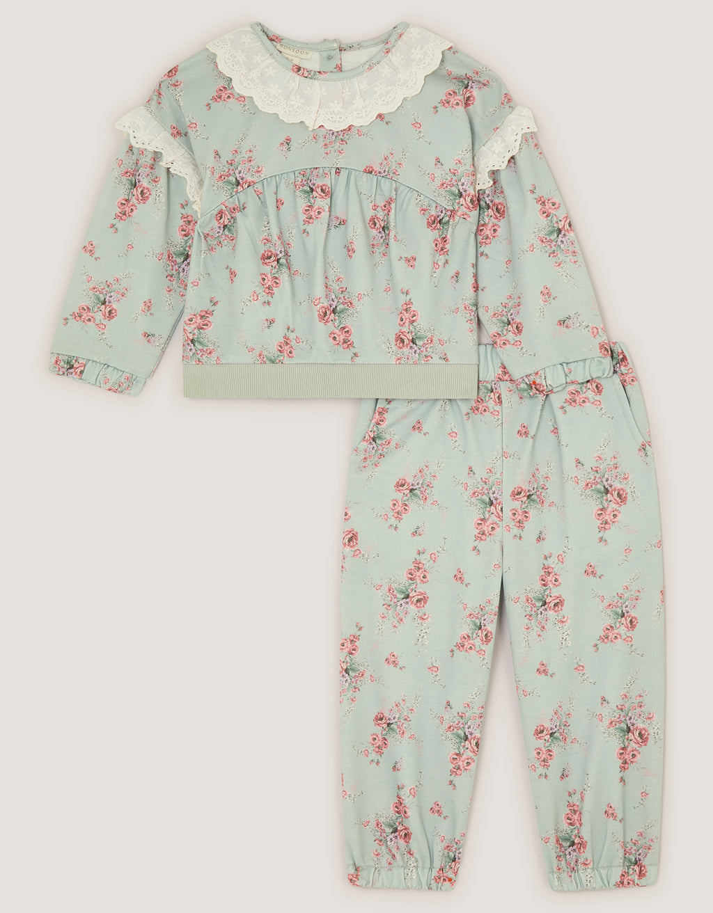 SET - BBY SAGE FLRL SWEAT/JOGGE